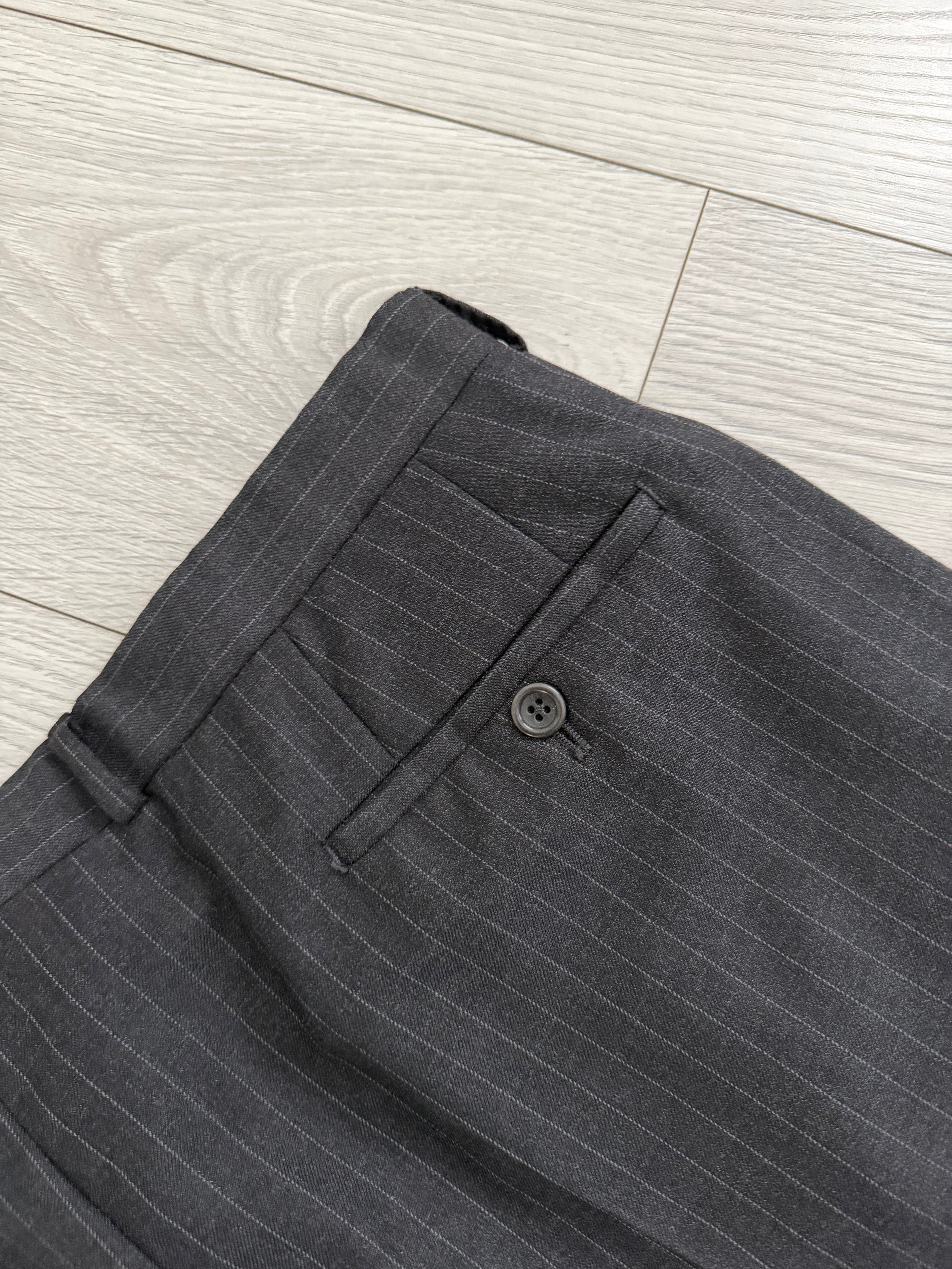 Armani 1990s 3B Pinstriped Wool Suit Charcoal Grey - Size XXL Jacket / 40" Waist
