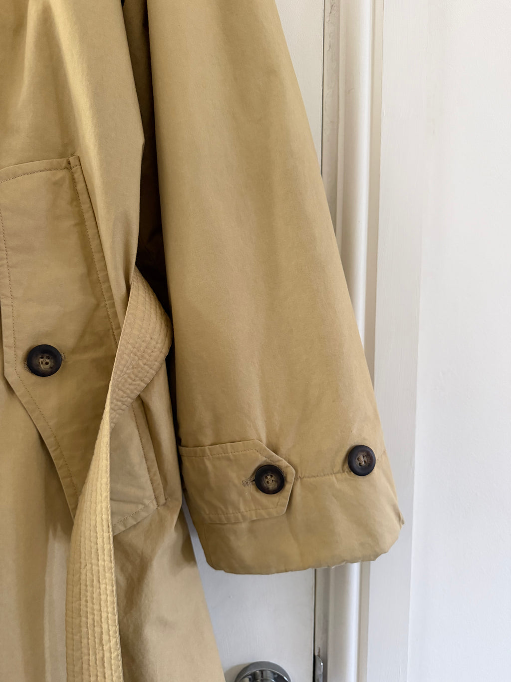 Emporio Armani 1990s Padded Belted Short Trench Pea Coat - Size M