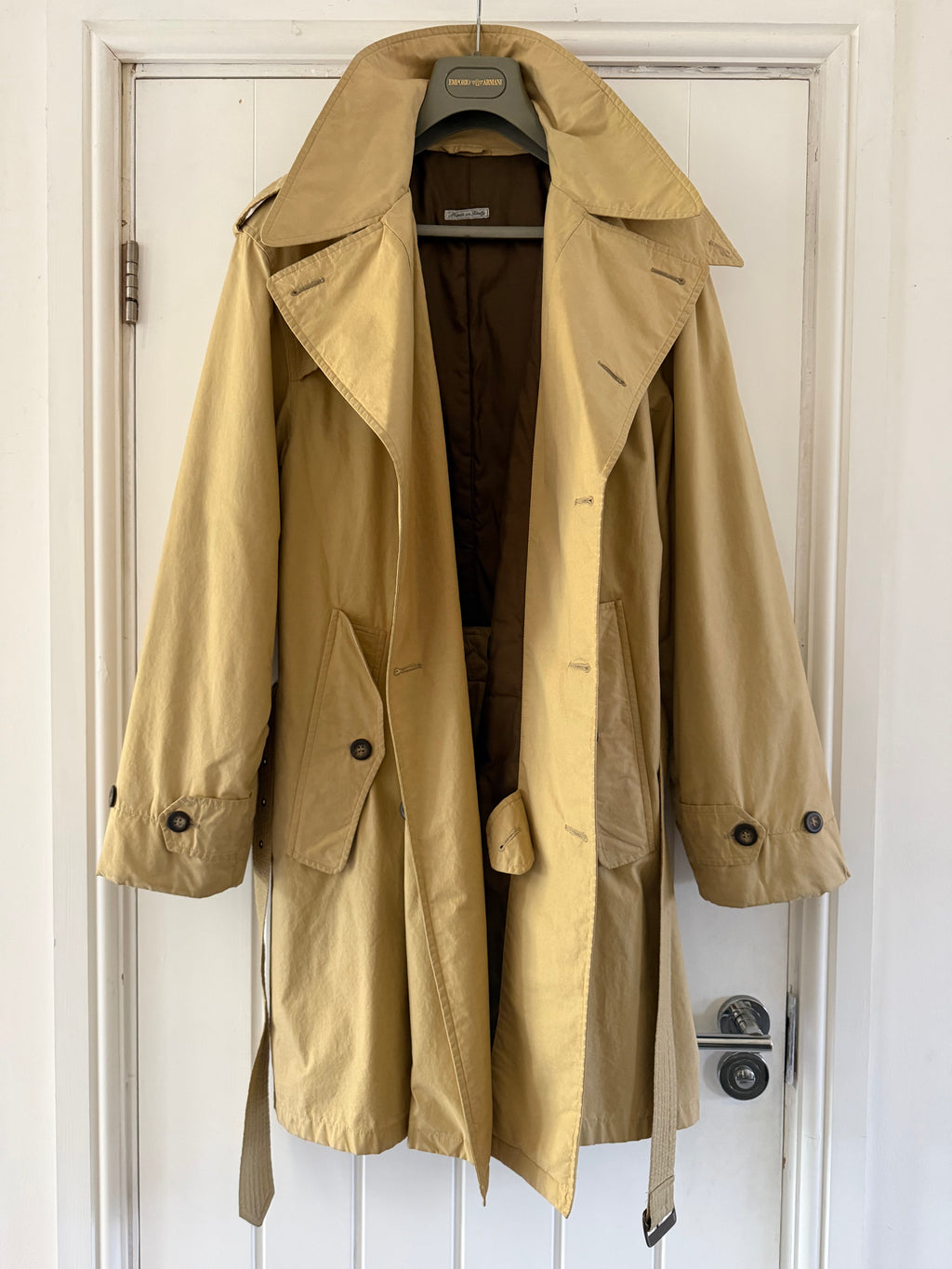 Emporio Armani 1990s Padded Belted Short Trench Pea Coat - Size M