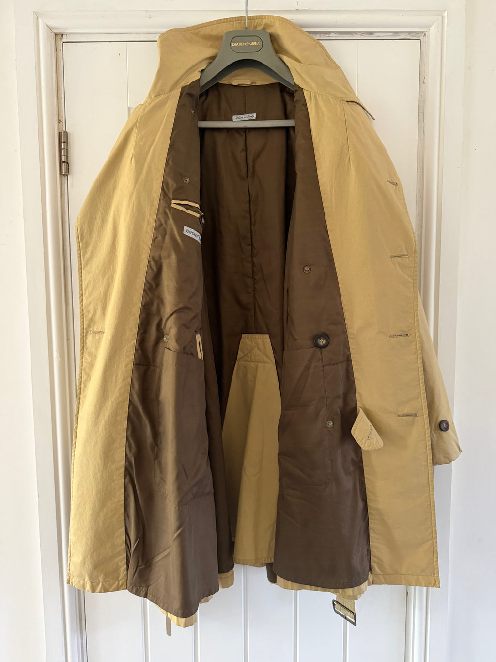 Emporio Armani 1990s Padded Belted Short Trench Pea Coat - Size M