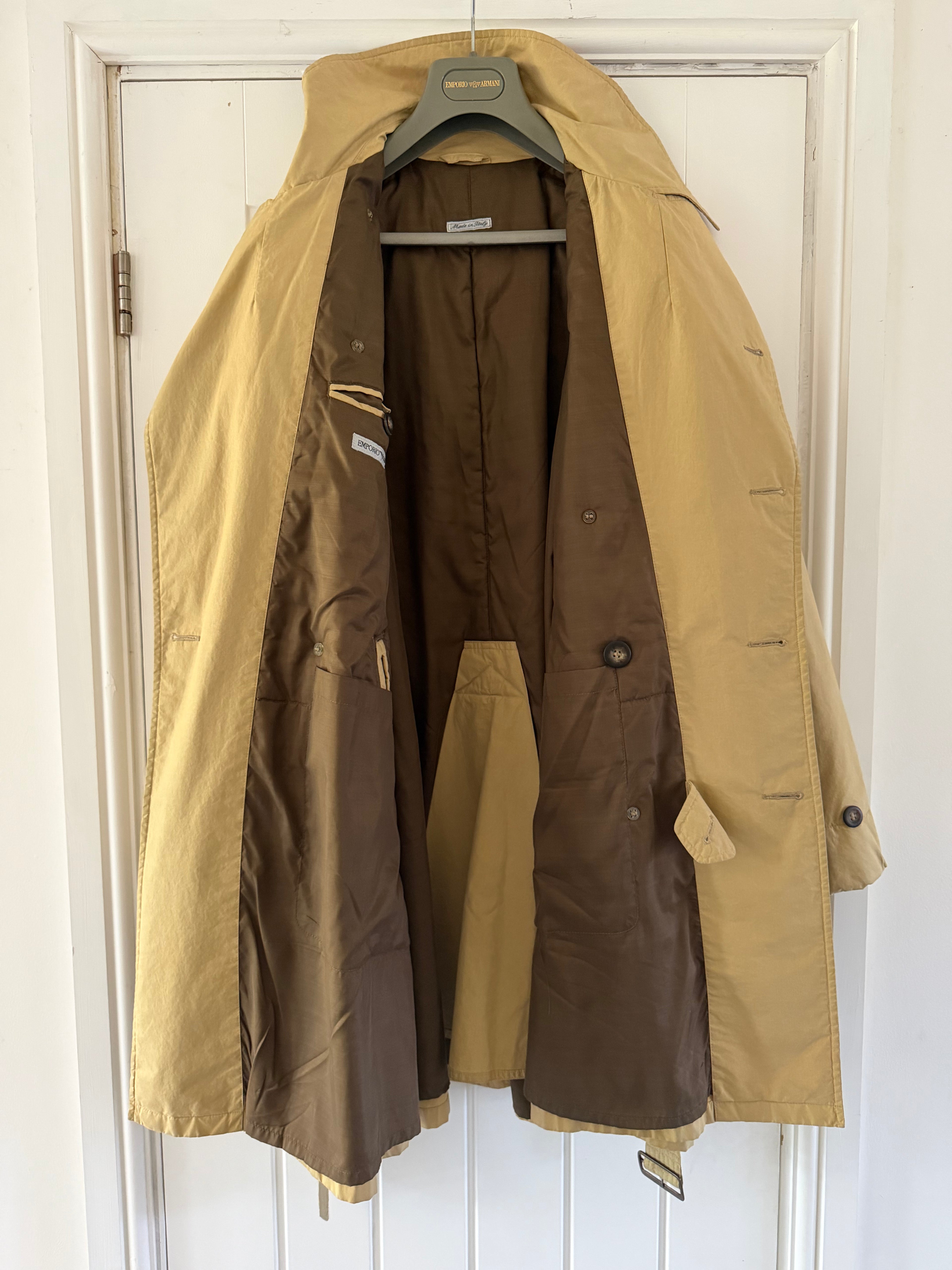 Emporio Armani 1990s Padded Belted Short Trench Pea Coat - Size M