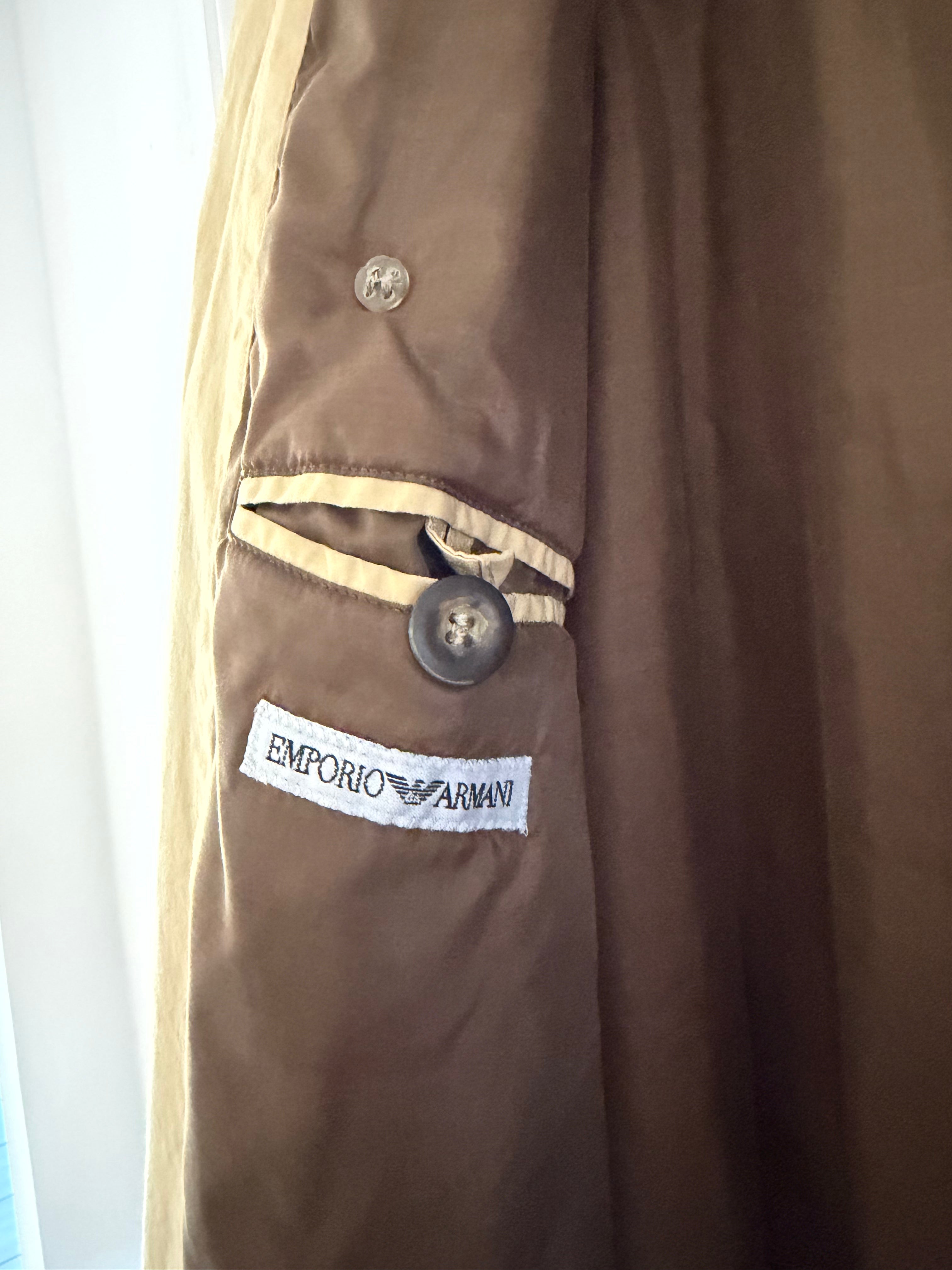 Emporio Armani 1990s Padded Belted Short Trench Pea Coat - Size M