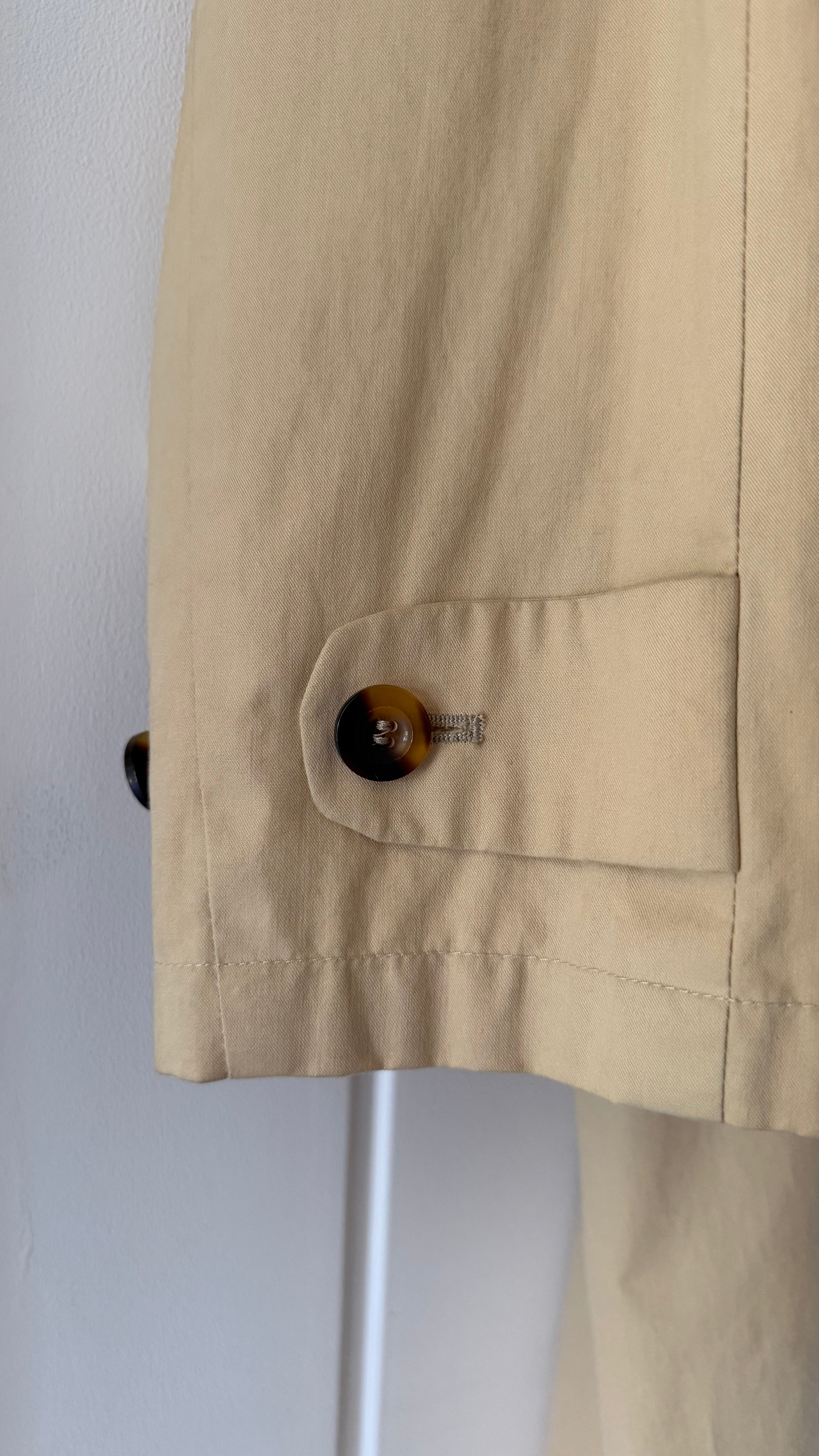 Giorgio Armani Black Label 1990s Long Cotton Belted Trench Coat Taupe Beige - Size L