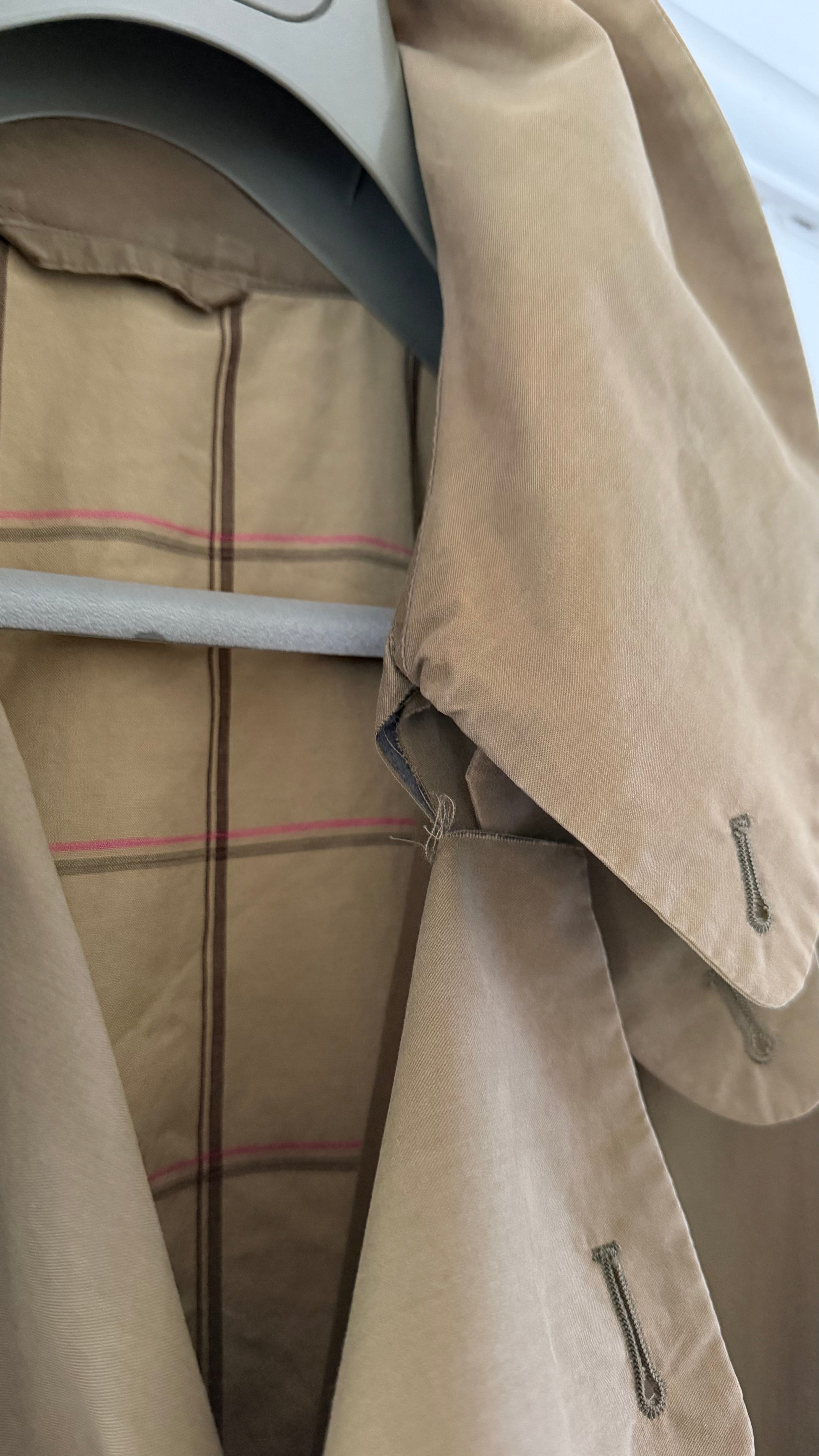 Giorgio Armani 1980s Cotton Belted Military Trench Coat Taupe Brown - Size M
