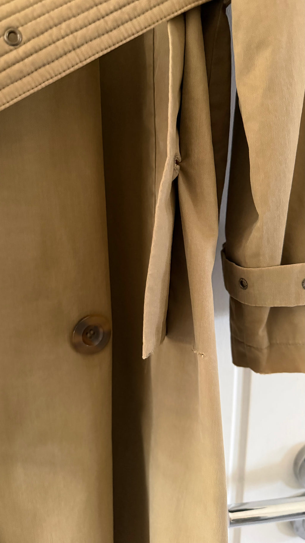 Giorgio Armani 1980s Cotton Belted Military Trench Coat Taupe Brown - Size M