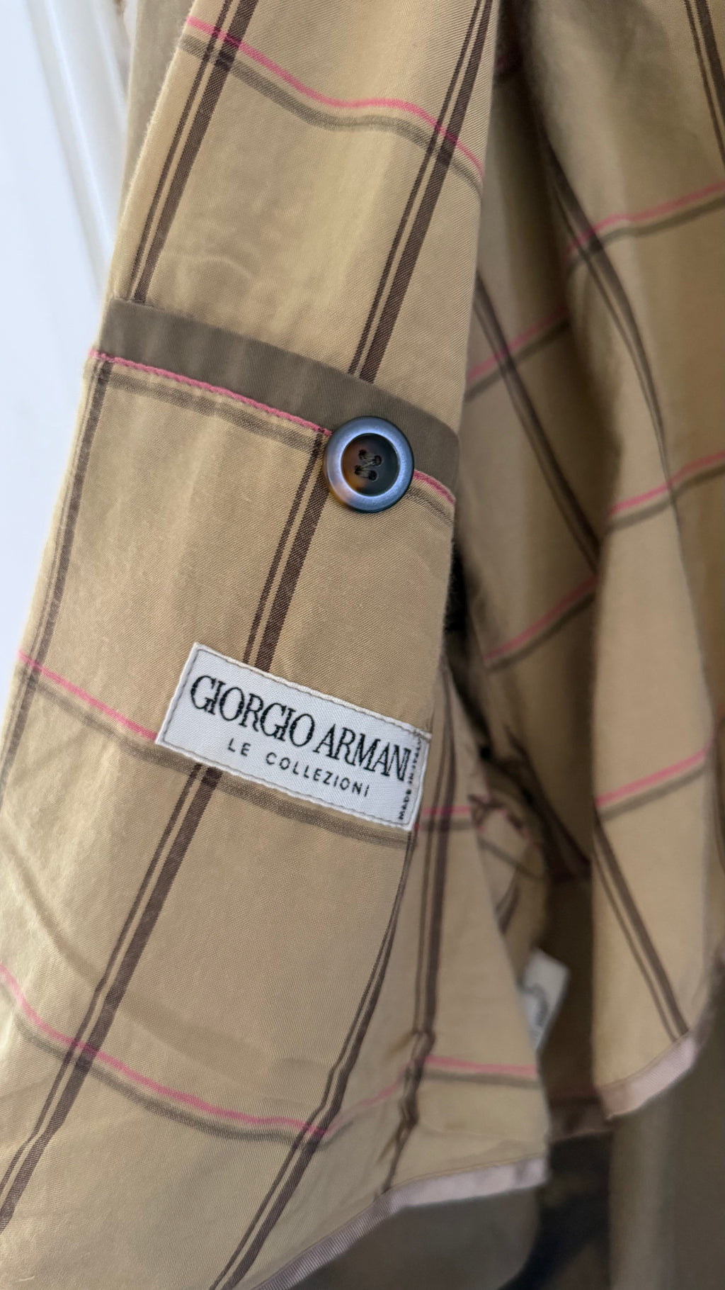 Giorgio Armani 1980s Cotton Belted Military Trench Coat Taupe Brown - Size M