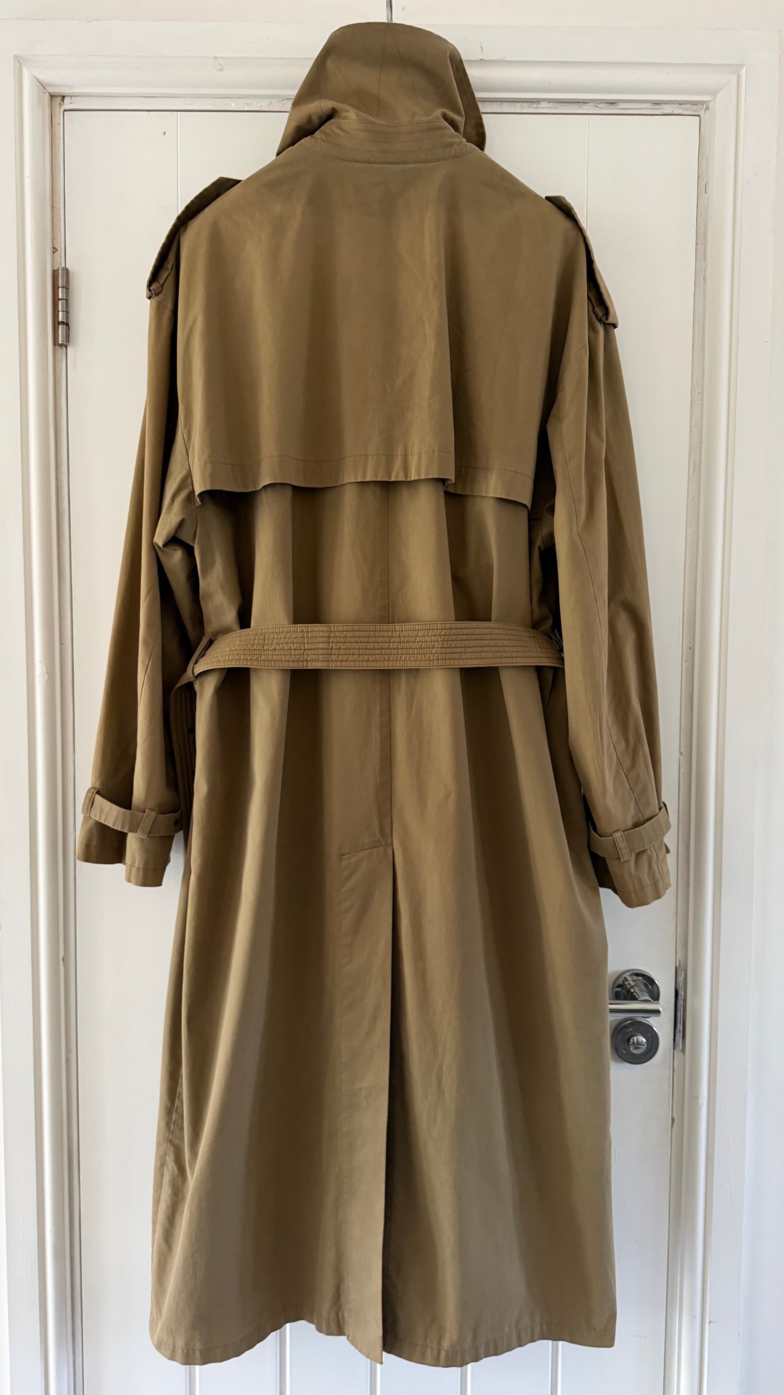 Giorgio Armani 1980s Cotton Belted Military Trench Coat Taupe Brown - Size M