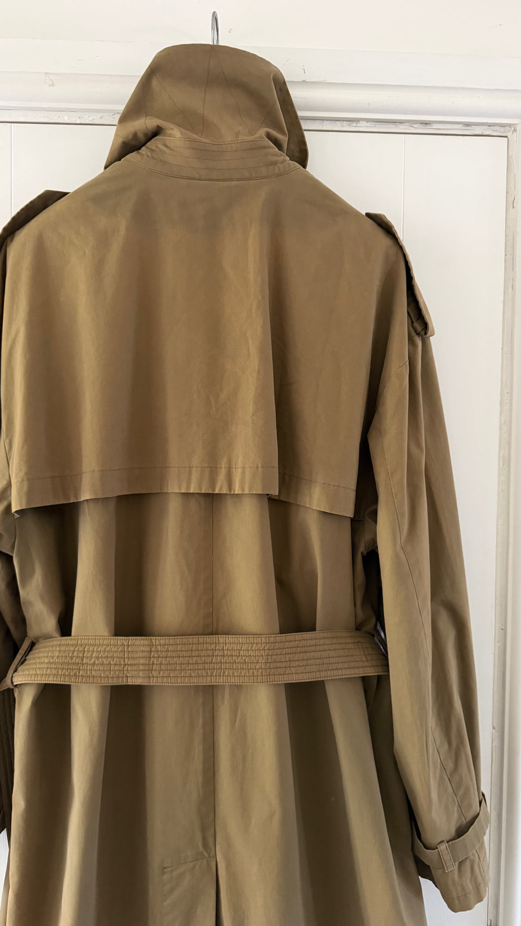 Giorgio Armani 1980s Cotton Belted Military Trench Coat Taupe Brown - Size M