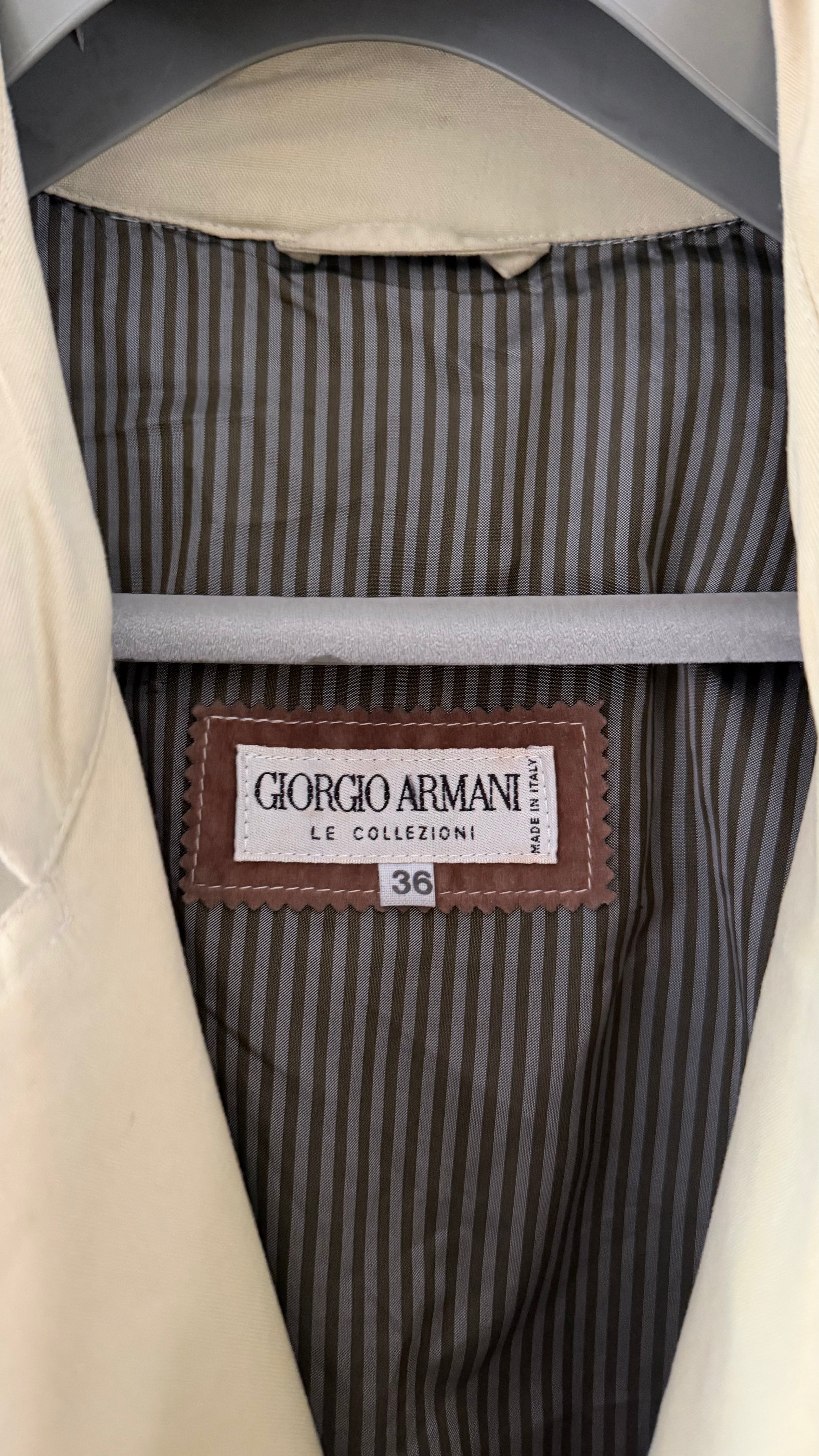Giorgio Armani 1980s Belted Oversized Long Trench Coat Taupe Beige - Size M