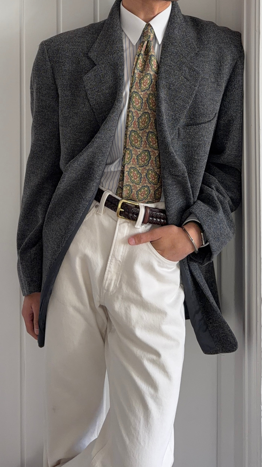 Giorgio Armani 1980s 3B Textured Wool Nylon Sport Jacket Blazer - Size XXL