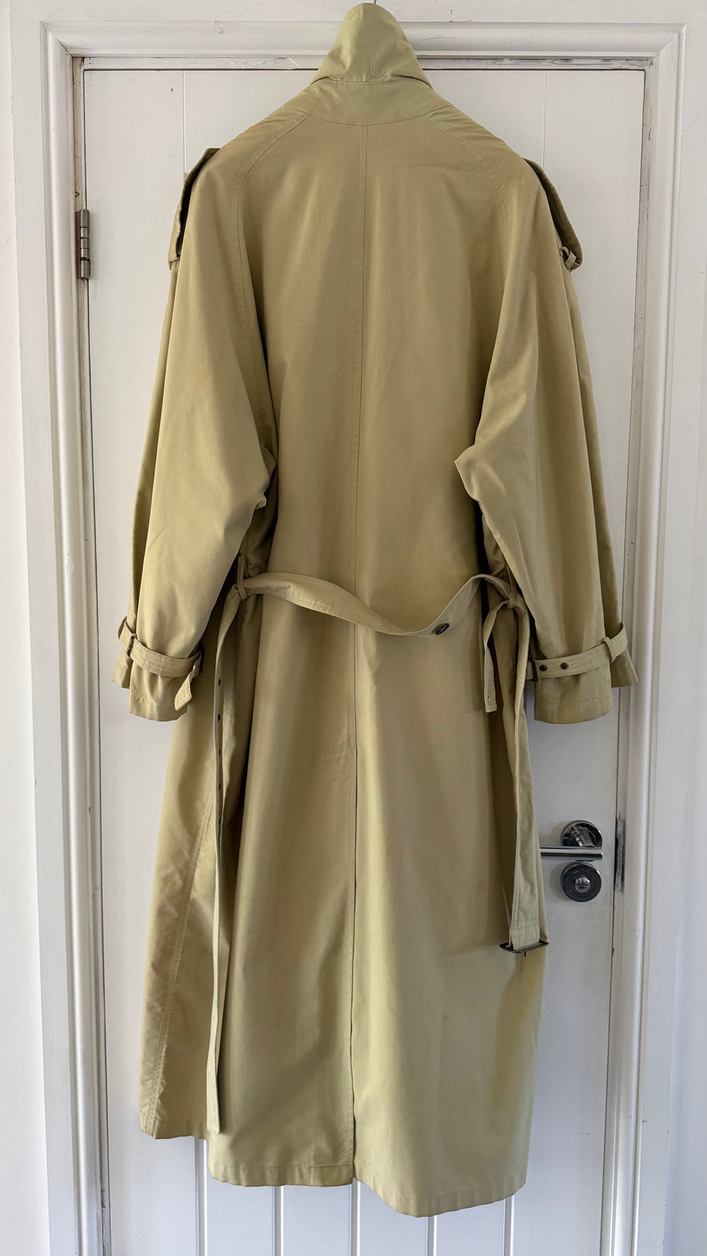 Giorgio Armani 1980s Belted Oversized Long Trench Coat Taupe Beige - Size M