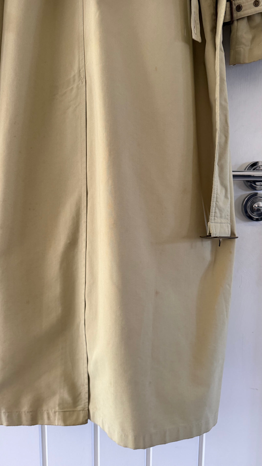 Giorgio Armani 1980s Belted Oversized Long Trench Coat Taupe Beige - Size M