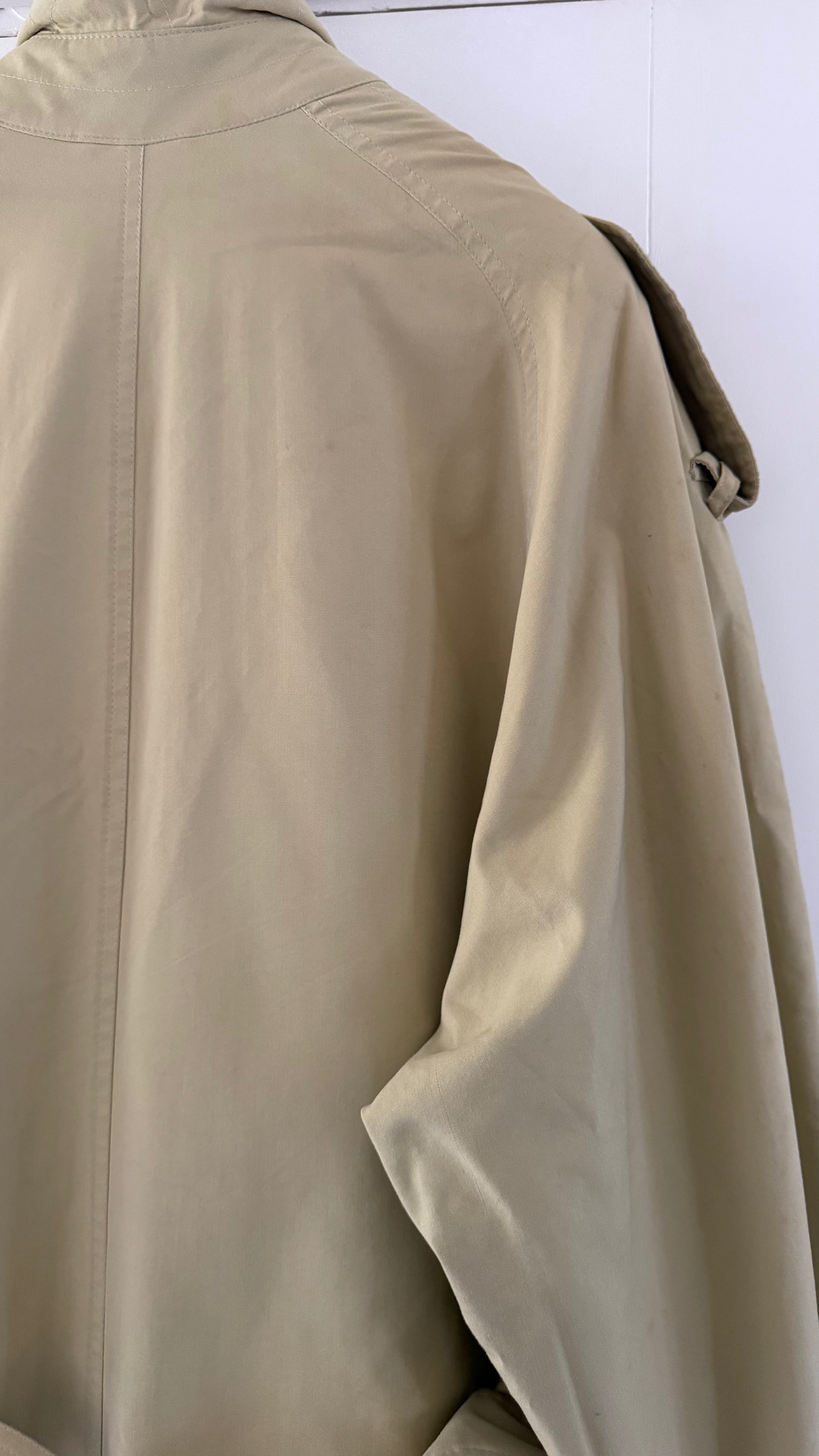 Giorgio Armani 1980s Belted Oversized Long Trench Coat Taupe Beige - Size M