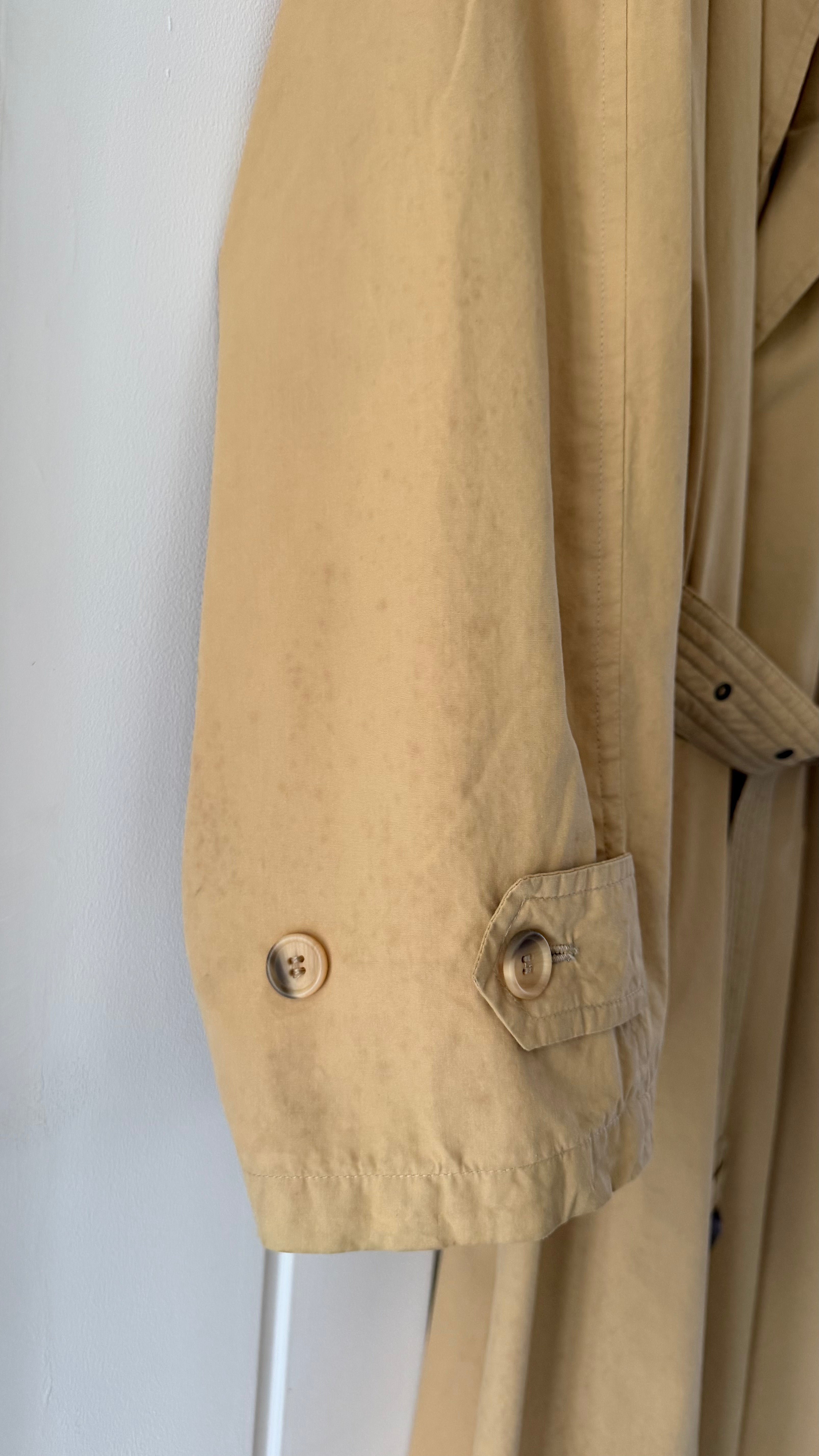 Giorgio Armani 1980s Cotton Belted Long Trench Coat Taupe Beige - Size M