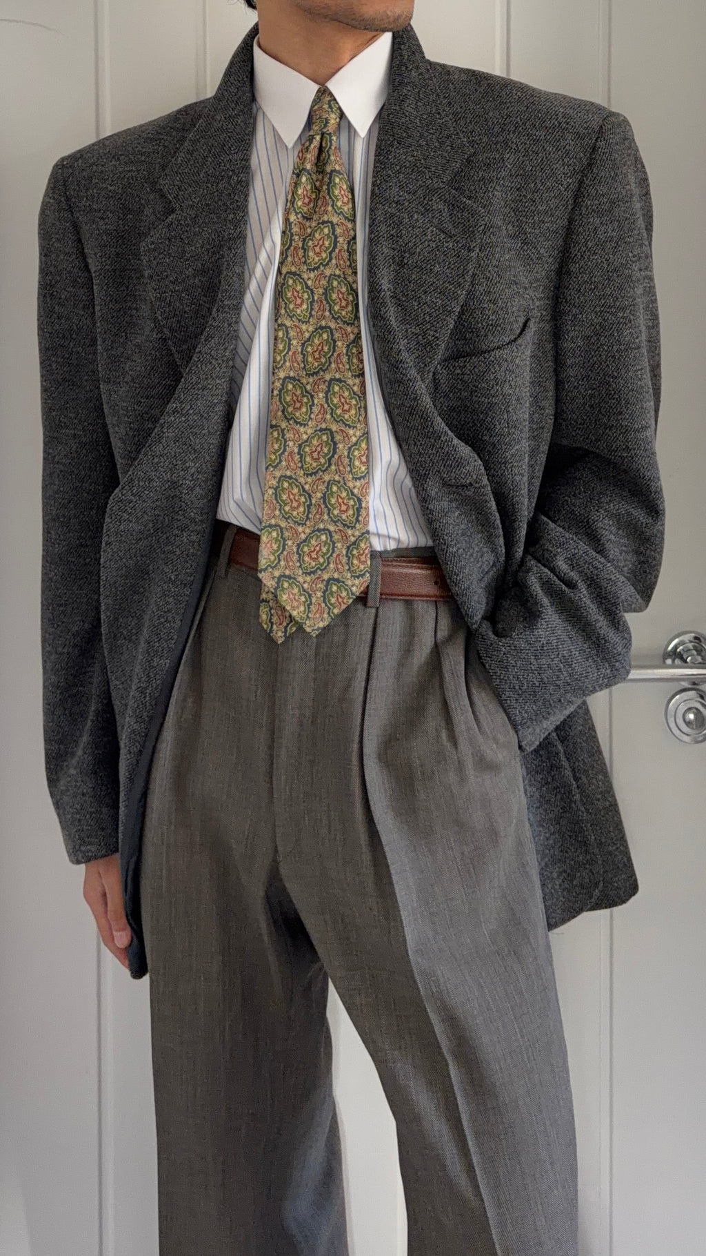 Giorgio Armani 1980s 3B Textured Wool Nylon Sport Jacket Blazer - Size XXL