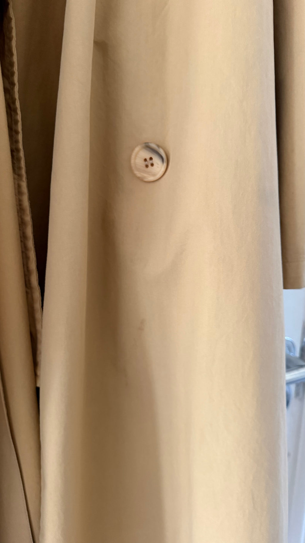 Giorgio Armani 1980s Cotton Belted Long Trench Coat Taupe Beige - Size M