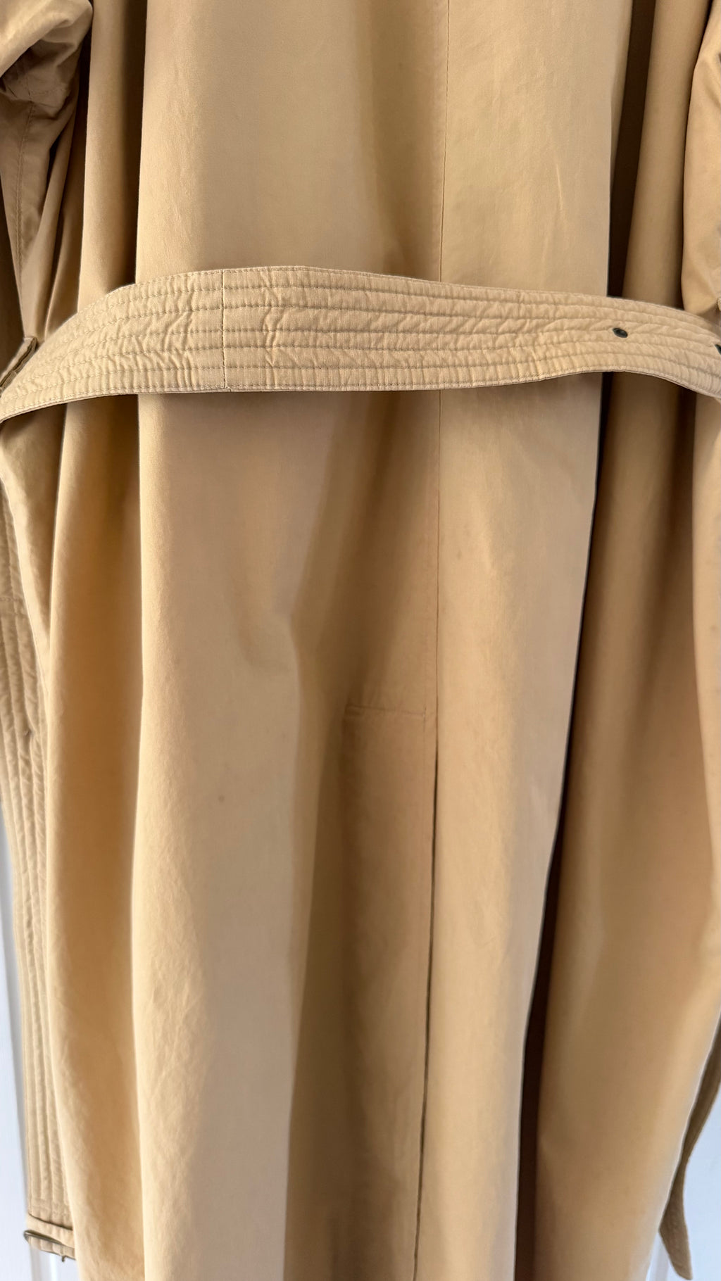 Giorgio Armani 1980s Cotton Belted Long Trench Coat Taupe Beige - Size M