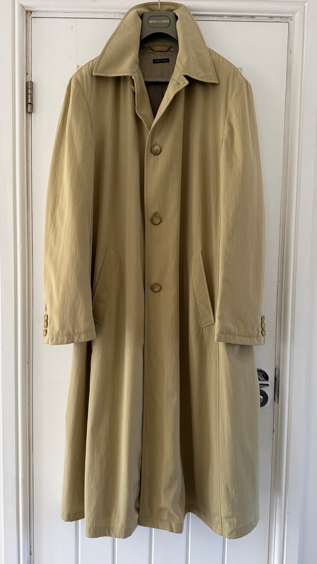 Giorgio Armani 1990s Black Label Textured Padded Balmacaan Overcoat - Size L