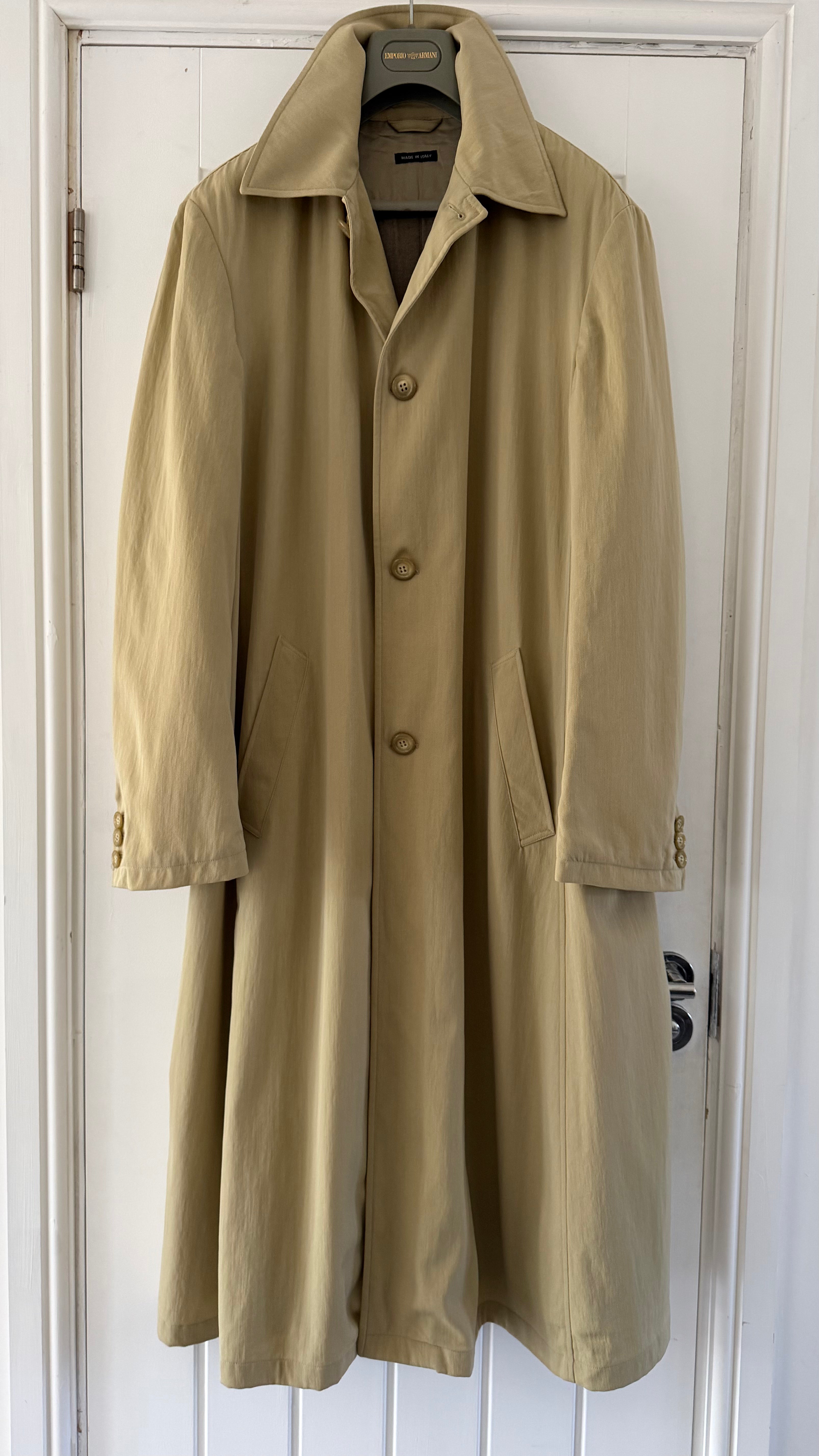 Giorgio Armani 1990s Black Label Textured Padded Balmacaan Overcoat - Size L