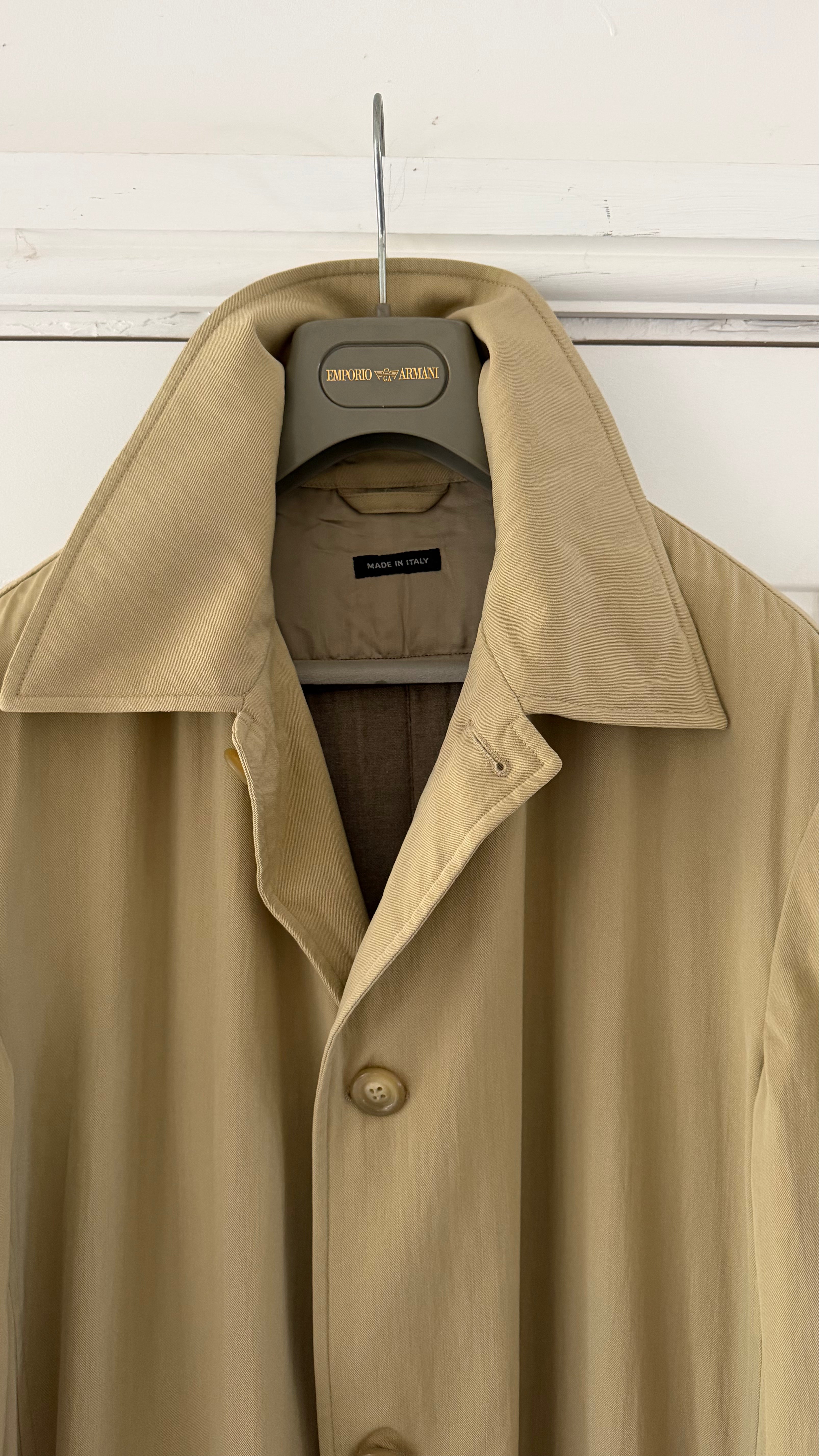 Giorgio Armani 1990s Black Label Textured Padded Balmacaan Overcoat - Size L