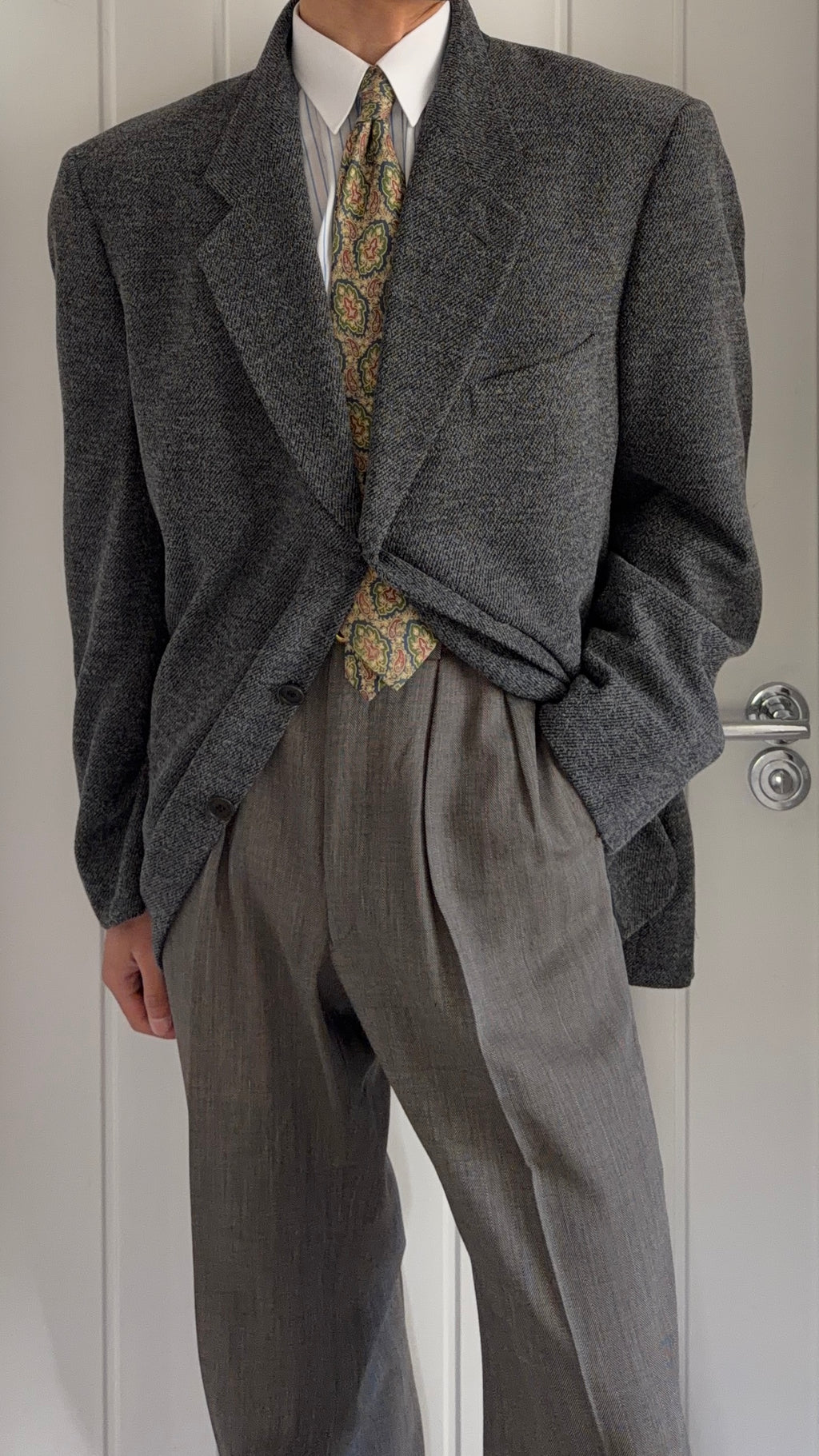 Giorgio Armani 1980s 3B Textured Wool Nylon Sport Jacket Blazer - Size XXL