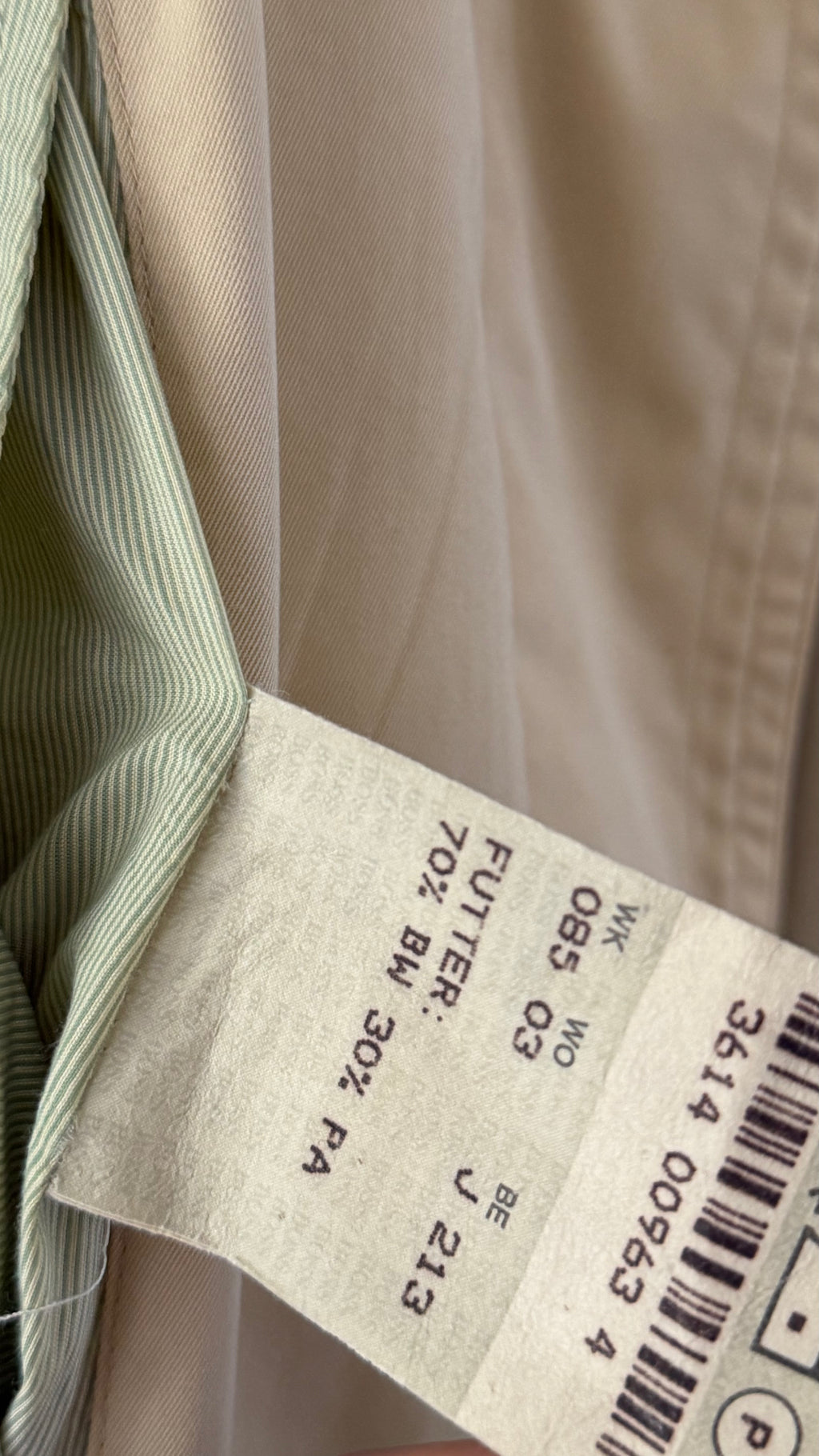 Hugo Boss 1990s Cotton Nylon Balmacaan Overcoat Beige - Size S