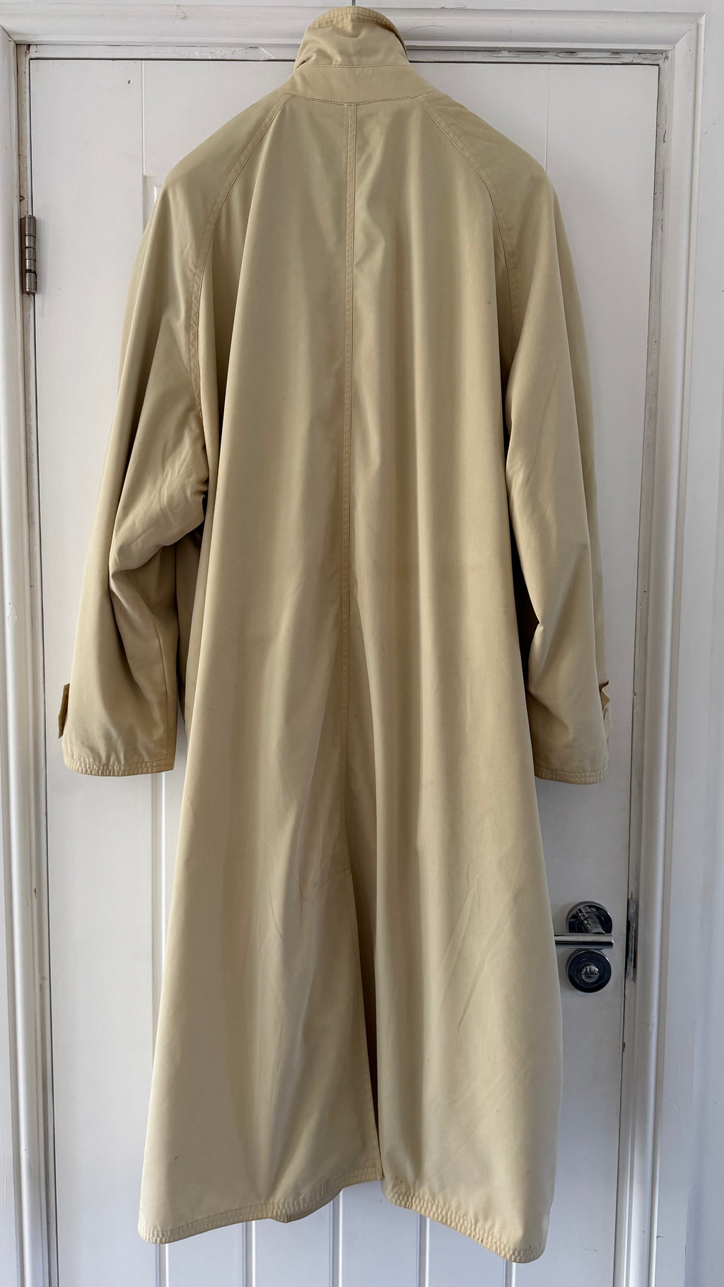 Hugo Boss 1990s Cotton Nylon Balmacaan Overcoat Beige - Size S