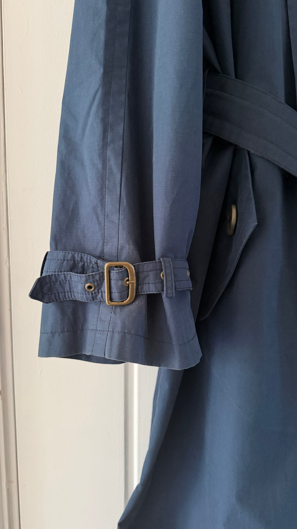 Hugo Boss 1980s Cotton Military Trench Coat Blue - Size XL