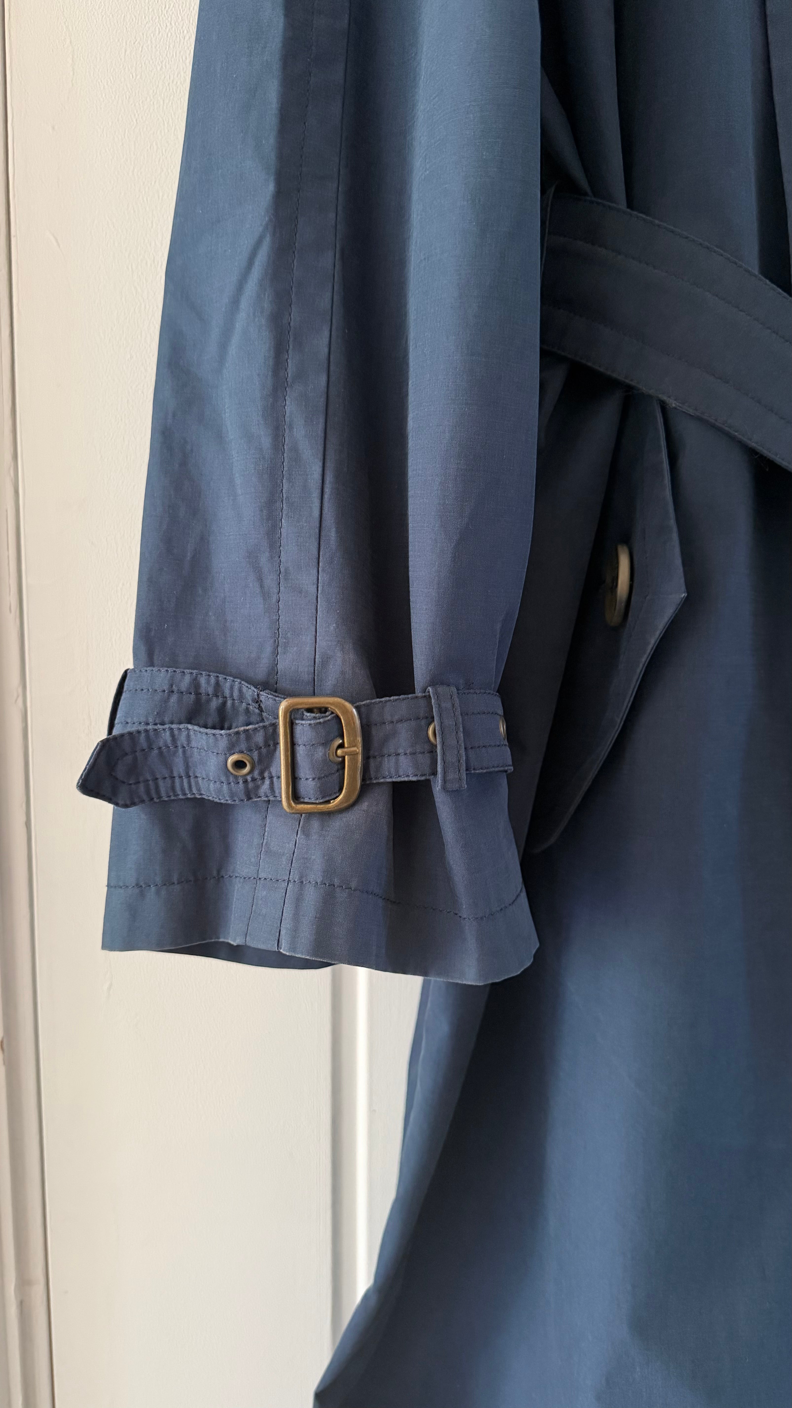 Hugo Boss 1980s Cotton Military Trench Coat Blue - Size XL