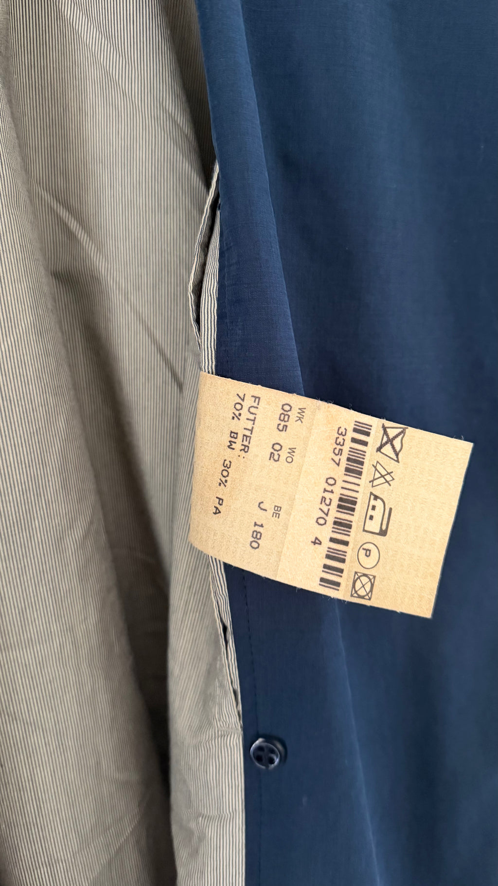 Hugo Boss 1980s Cotton Military Trench Coat Blue - Size XL