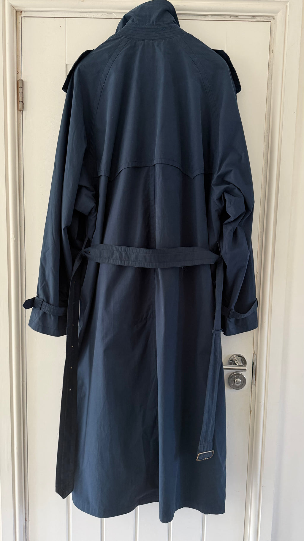 Hugo Boss 1980s Cotton Military Trench Coat Blue - Size XL