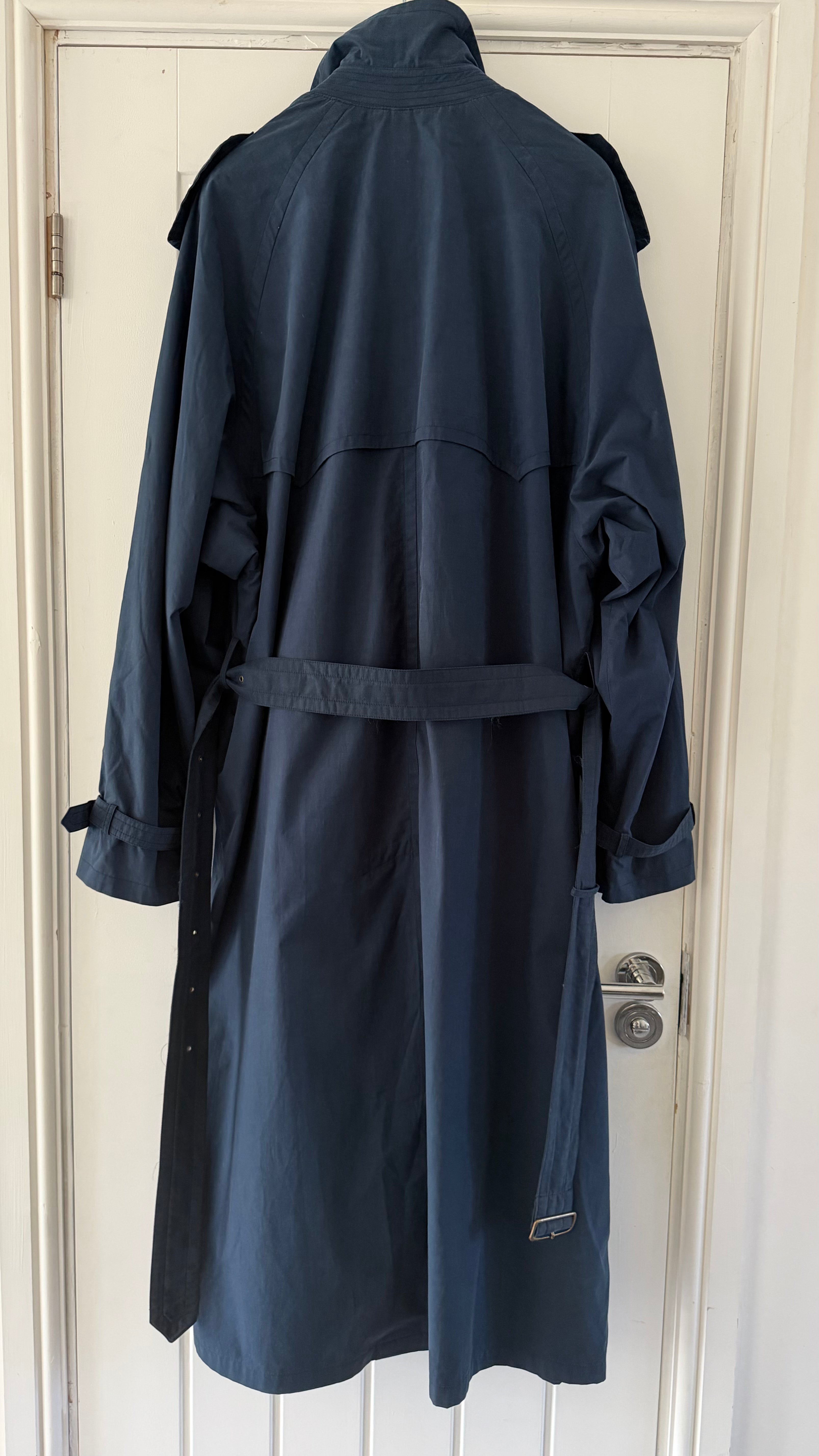 Hugo Boss 1980s Cotton Military Trench Coat Blue - Size XL