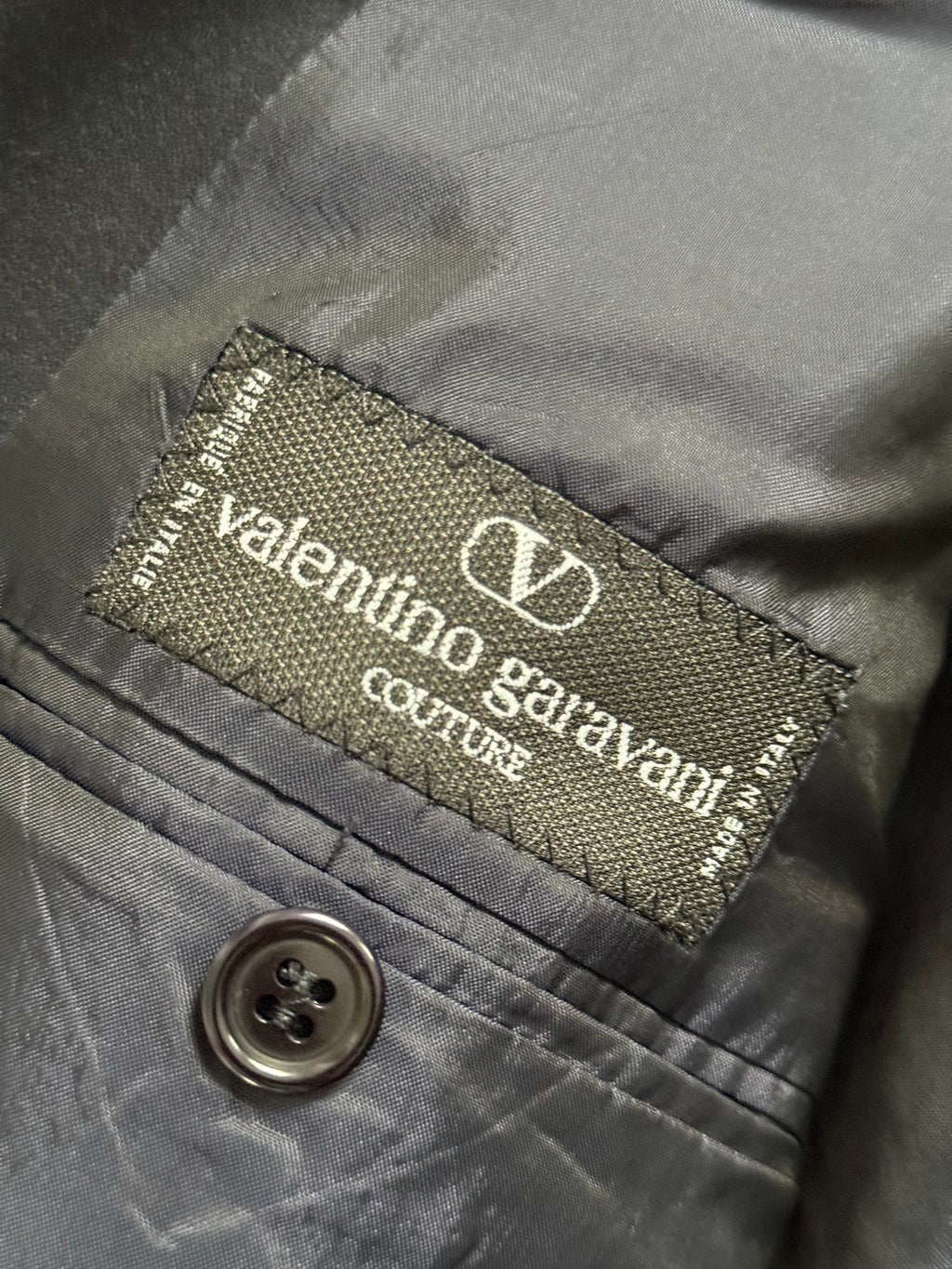 Valentino 1980s Peaked Lapel Double Breasted Wool Sports Blazer Jacket Navy - Size M