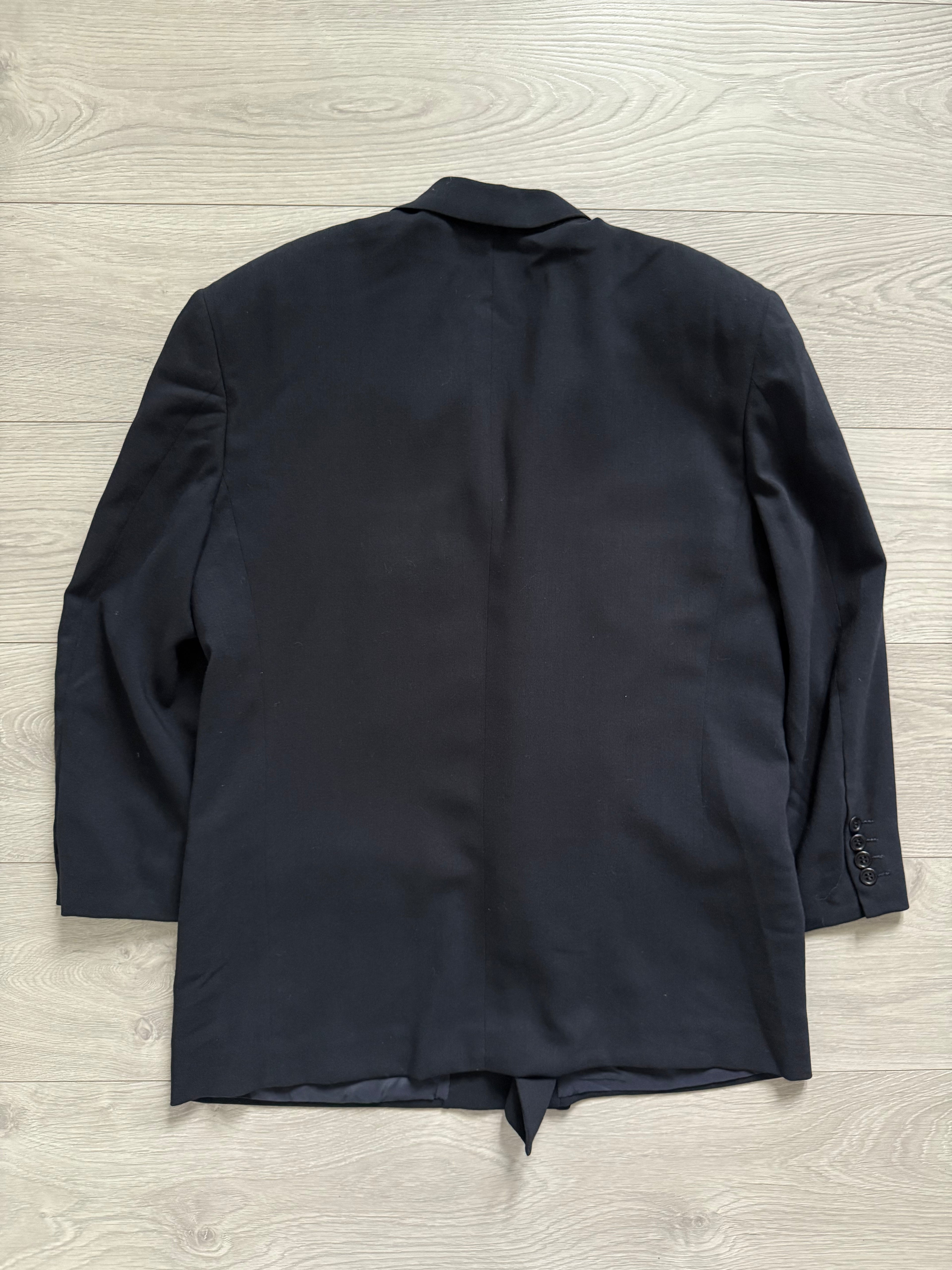 Valentino 1980s Peaked Lapel Double Breasted Wool Sports Blazer Jacket Navy - Size M