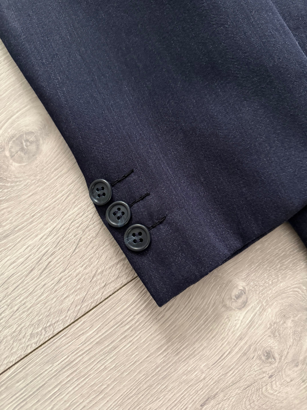 Valentino 1980s Peaked Lapel Double Breasted Textured Wool Sports Blazer Jacket Blue - Size M