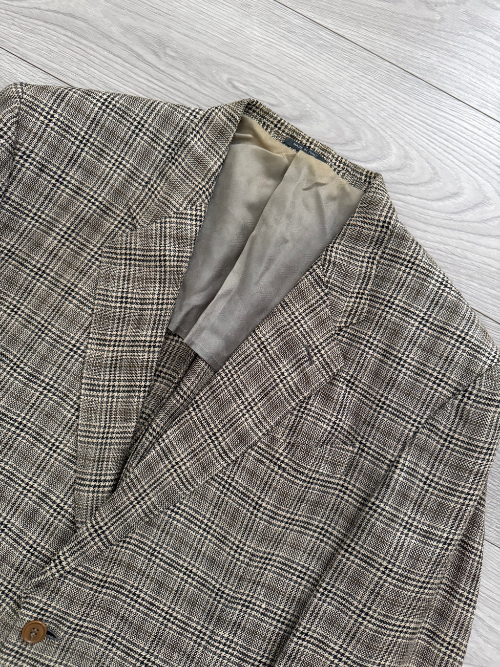 Missoni 1980s Textured Linen Check 2B Unlined Jacket - Size XL
