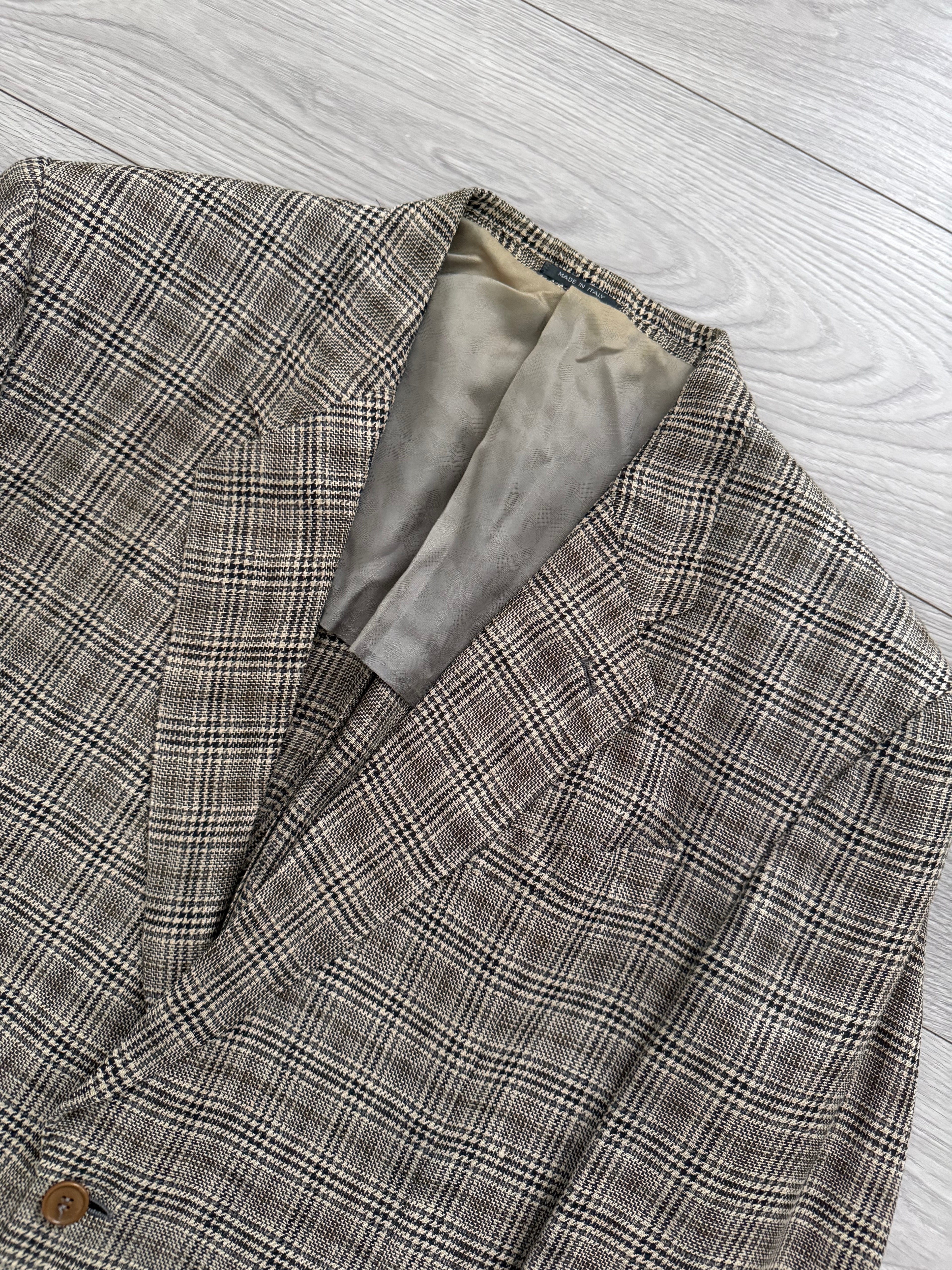 Missoni 1980s Textured Linen Check 2B Unlined Jacket - Size XL