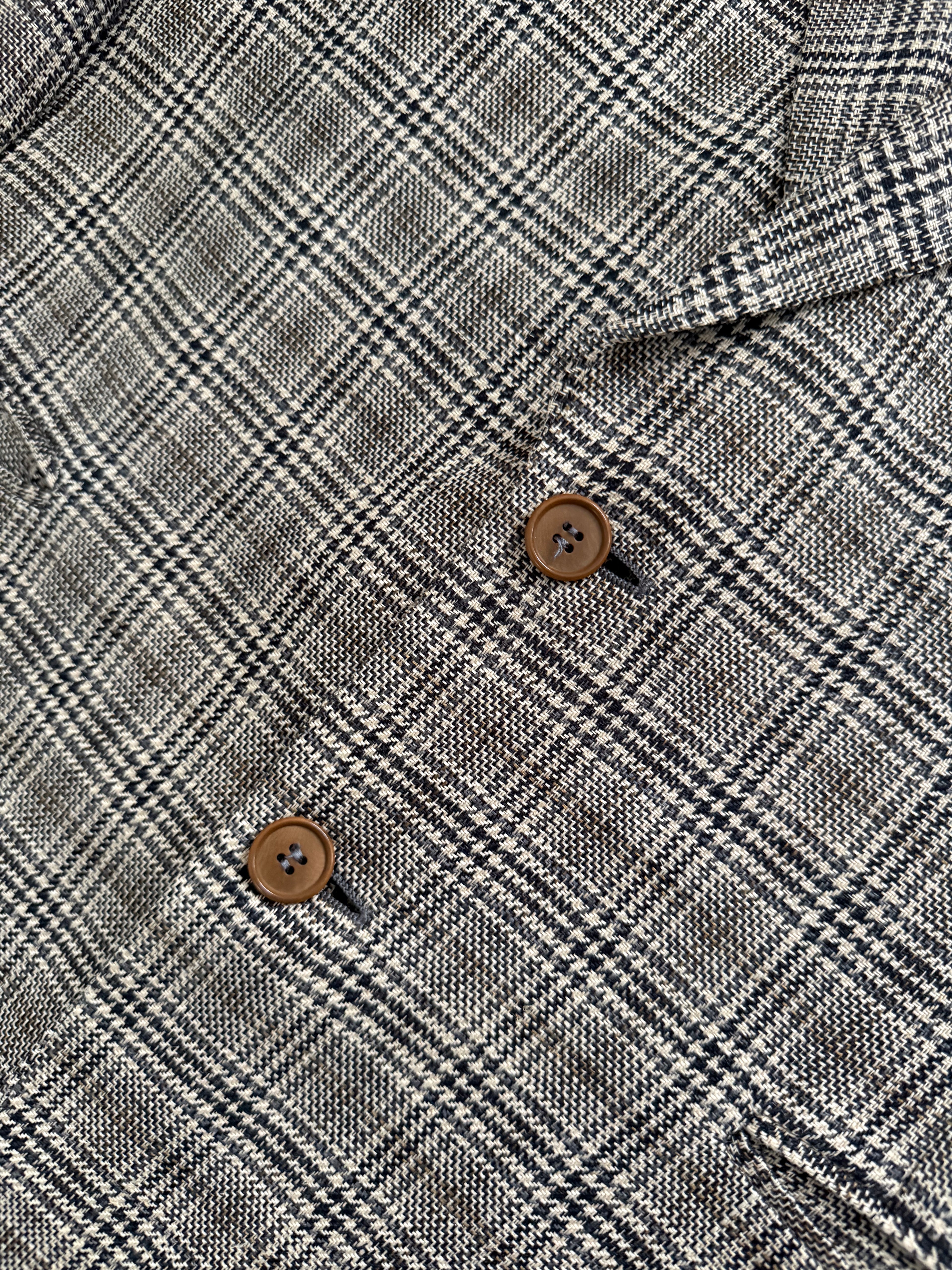 Missoni 1980s Textured Linen Check 2B Unlined Jacket - Size XL