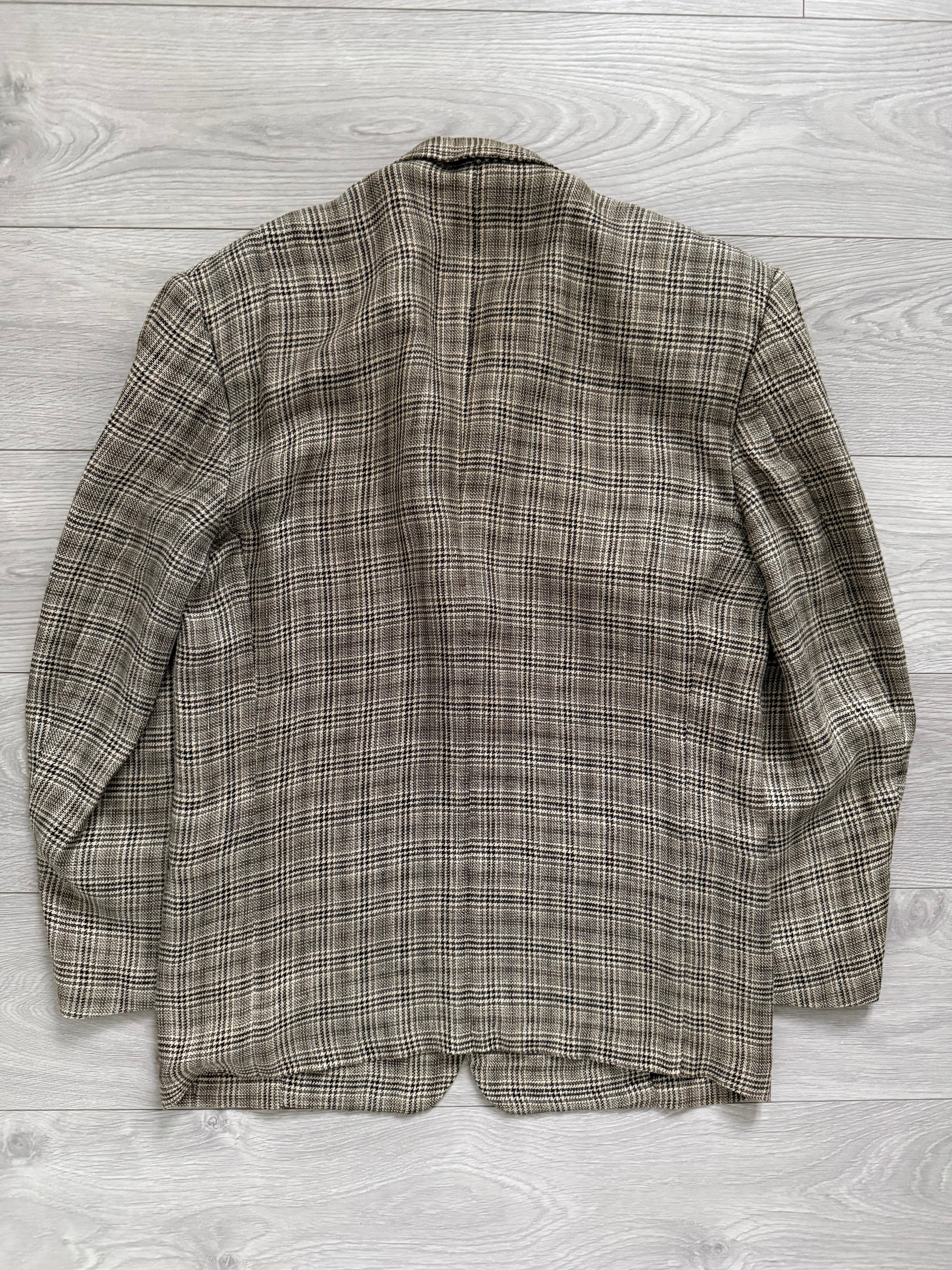 Missoni 1980s Textured Linen Check 2B Unlined Jacket - Size XL