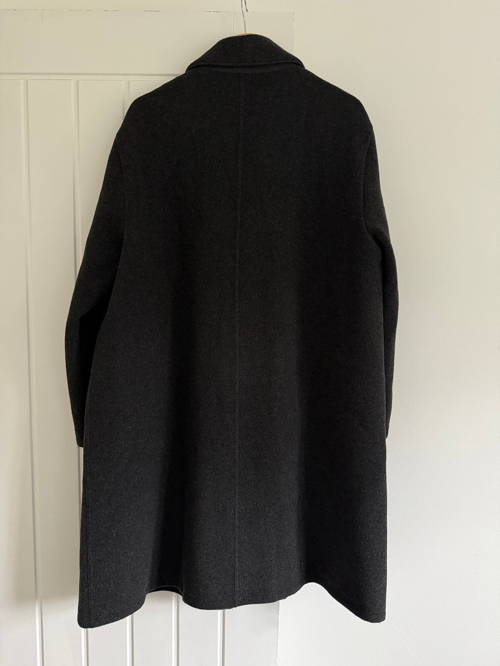 Giorgio Armani 1980s Felt Wool Snap Closure Charcoal Grey Overcoat - Size M