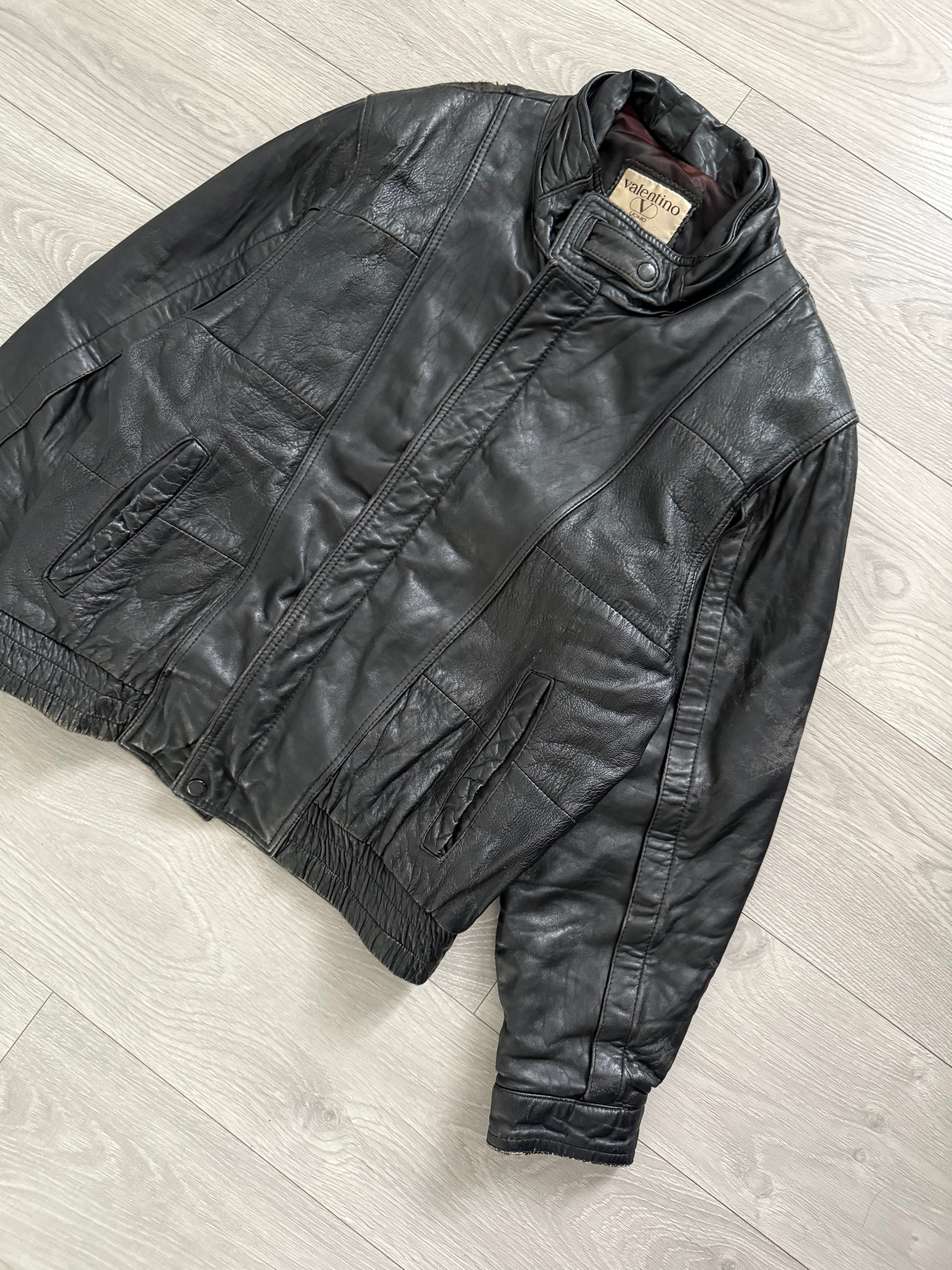 Valentino 1980s Panelled Leather Bomber Jacket - Size M