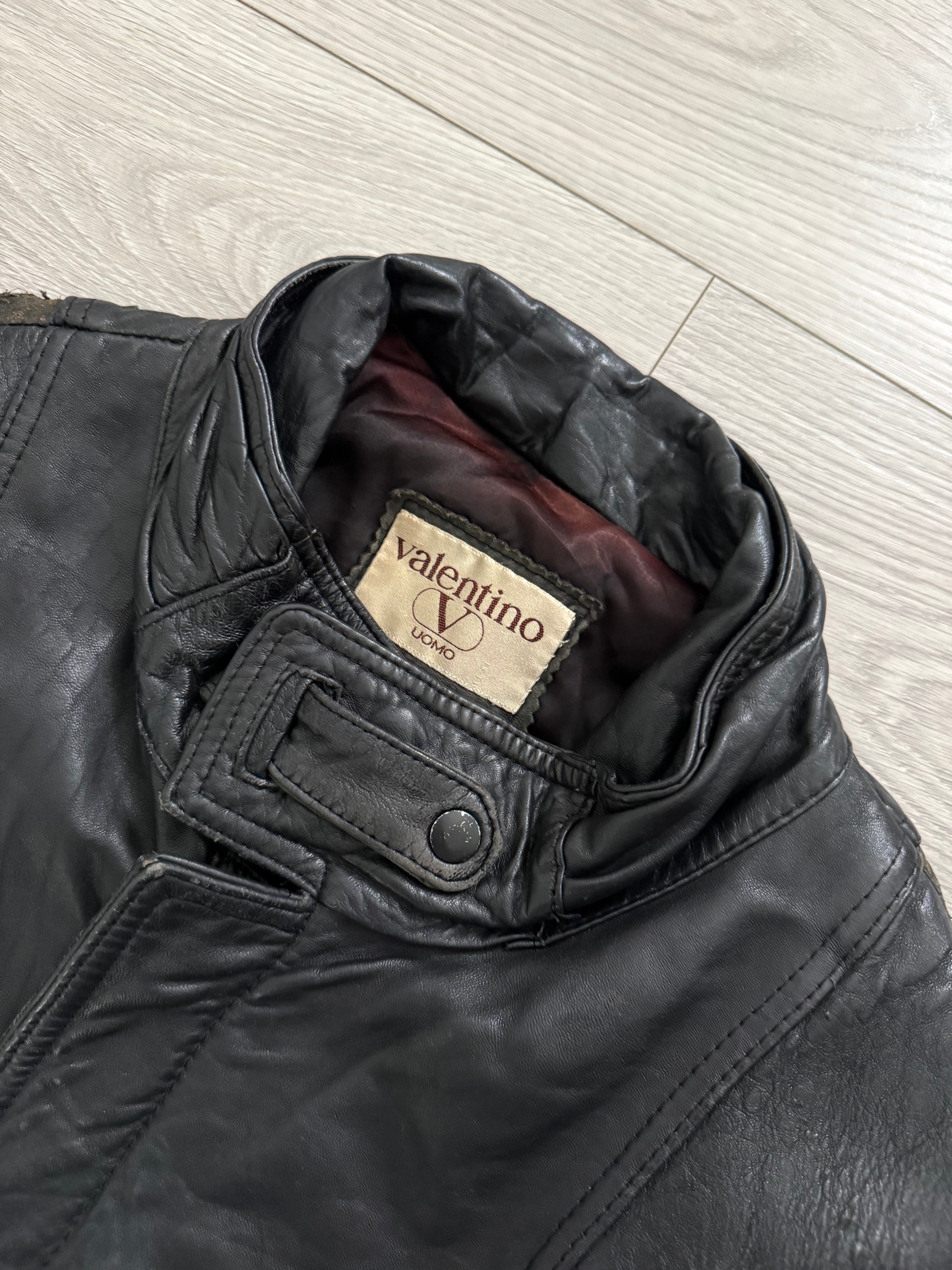 Valentino 1980s Panelled Leather Bomber Jacket - Size M