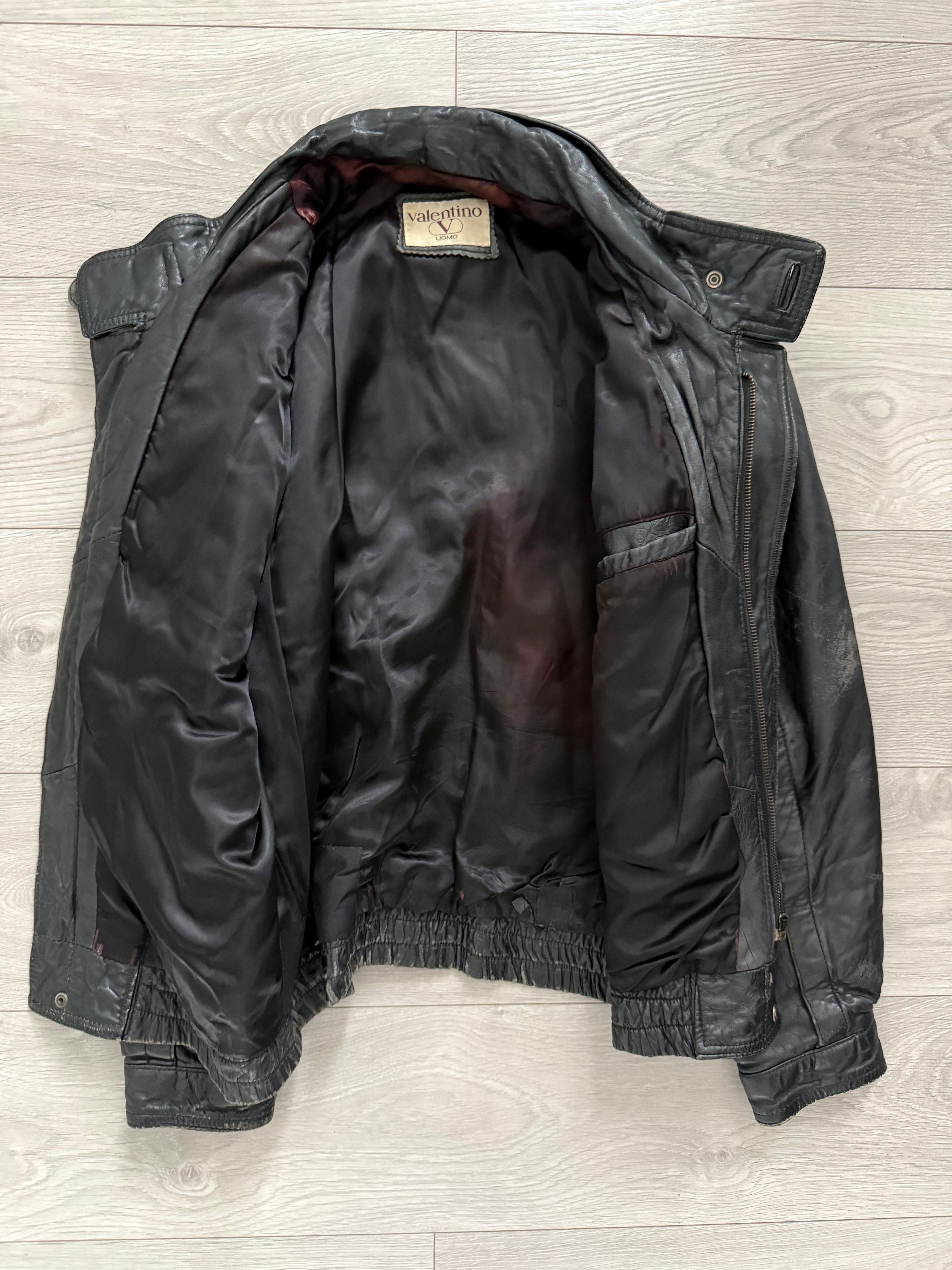 Valentino 1980s Panelled Leather Bomber Jacket - Size M