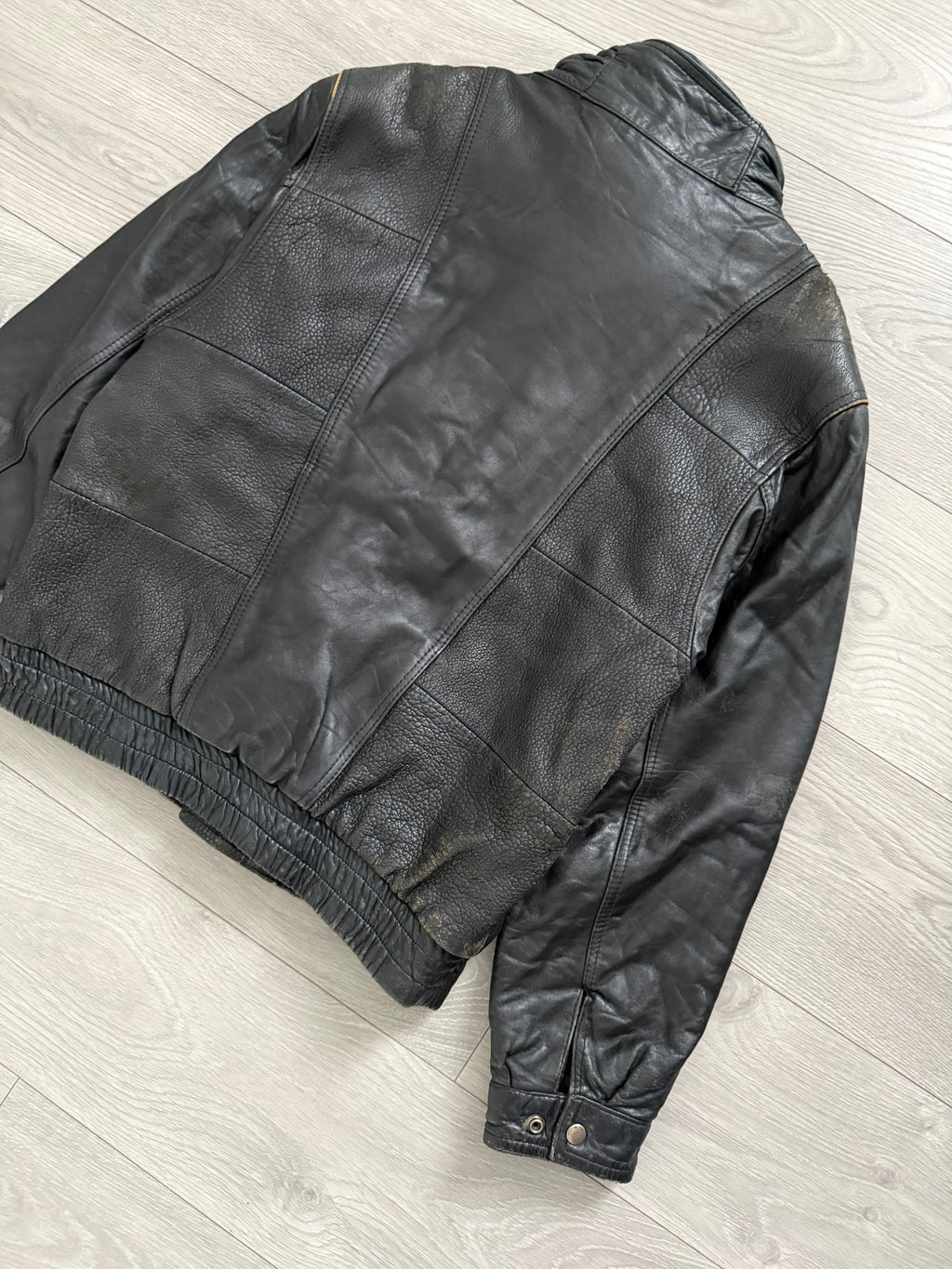 Valentino 1980s Panelled Leather Bomber Jacket - Size M
