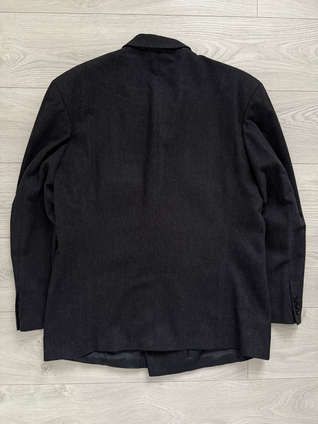 Hugo Boss 1980s 'Lawford' Peaked Lapel Double Breasted Pleated Wool Suit Grey - Size XL Jacket / 34" Waist