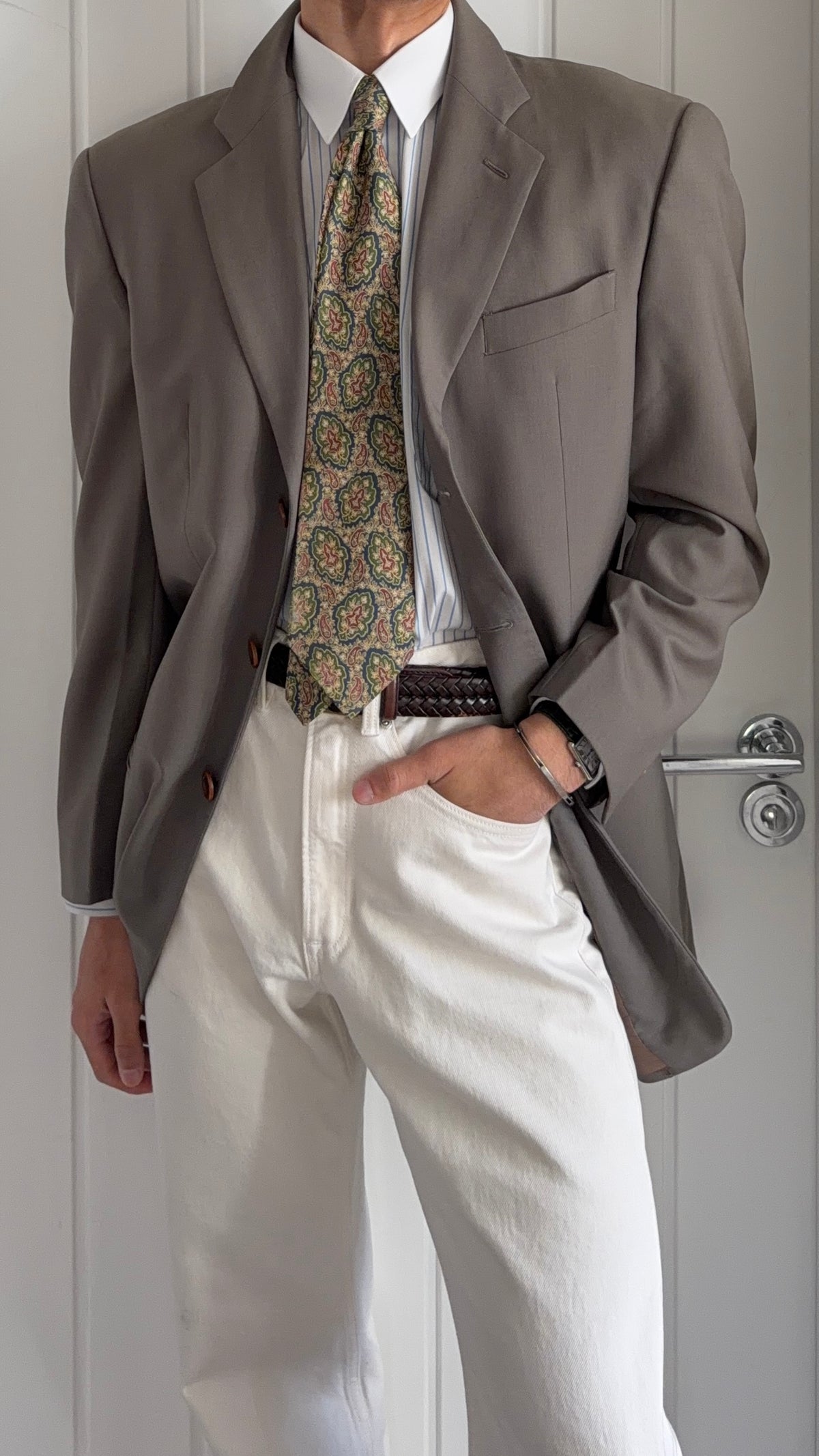 Armani 1990s 3B Wool Sport Jacket Blazer Mushroom Taupe - Size L