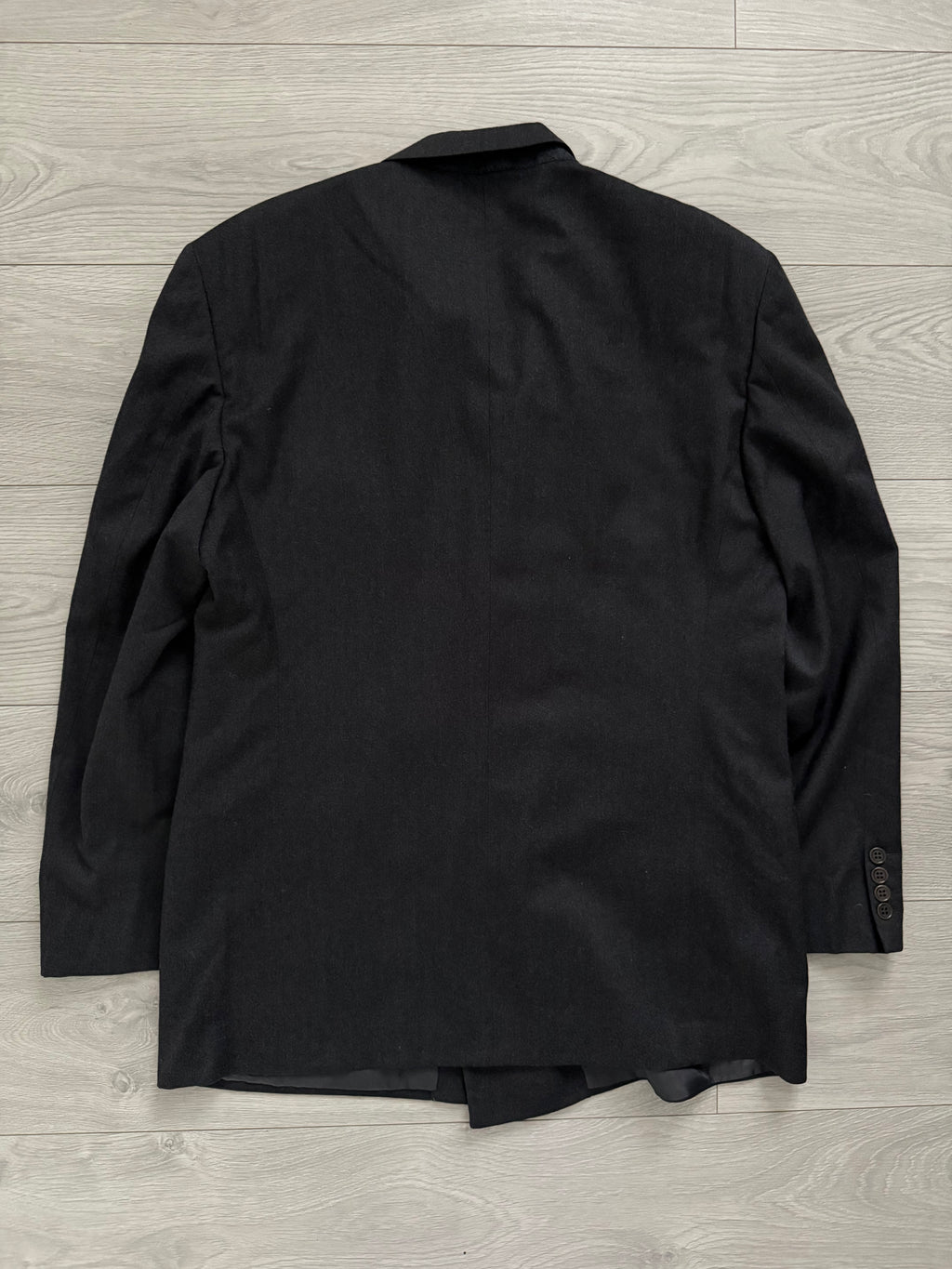 Valentino 1980s Peaked Lapel Double Breasted Pleated Wool Suit Grey - Size XL Jacket / 35" Waist