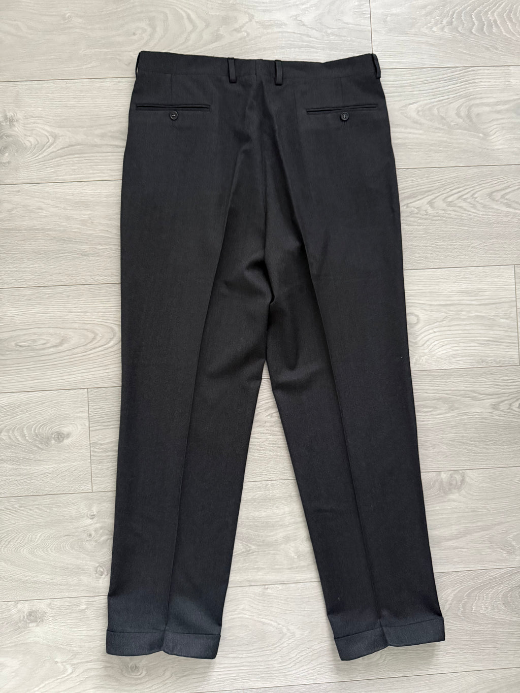 Valentino 1980s Peaked Lapel Double Breasted Pleated Wool Suit Grey - Size XL Jacket / 35" Waist