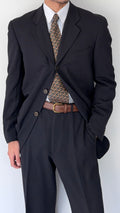 Giorgio Armani 1980s Rolled 3B Pleated Wool Silk Suit Navy Blue - Size M Jacket / 32" Waist