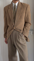 Giorgio Armani 1980s 2B Taupe Beige Textured Wool Nylon Sport Jacket Blazer  - Size XL